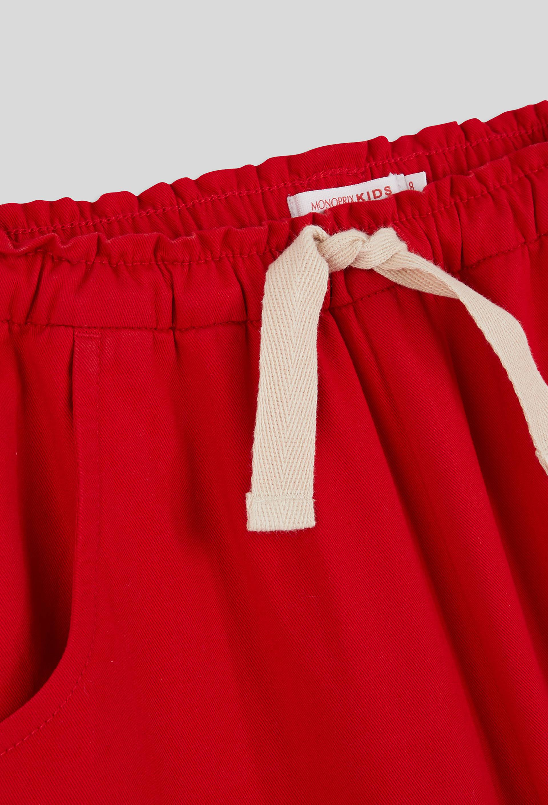 Pantalon large en coton twill uni, certifié OEKO-TEX, Rouge, large image number 2