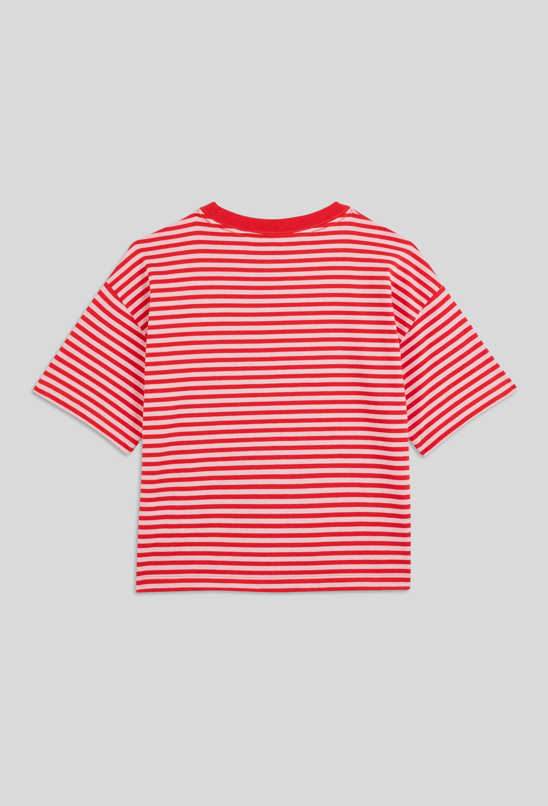 T-shirt manches courtes rayé en coton BIO, certifié OEKO-TEX, Rouge, large image number 2.0