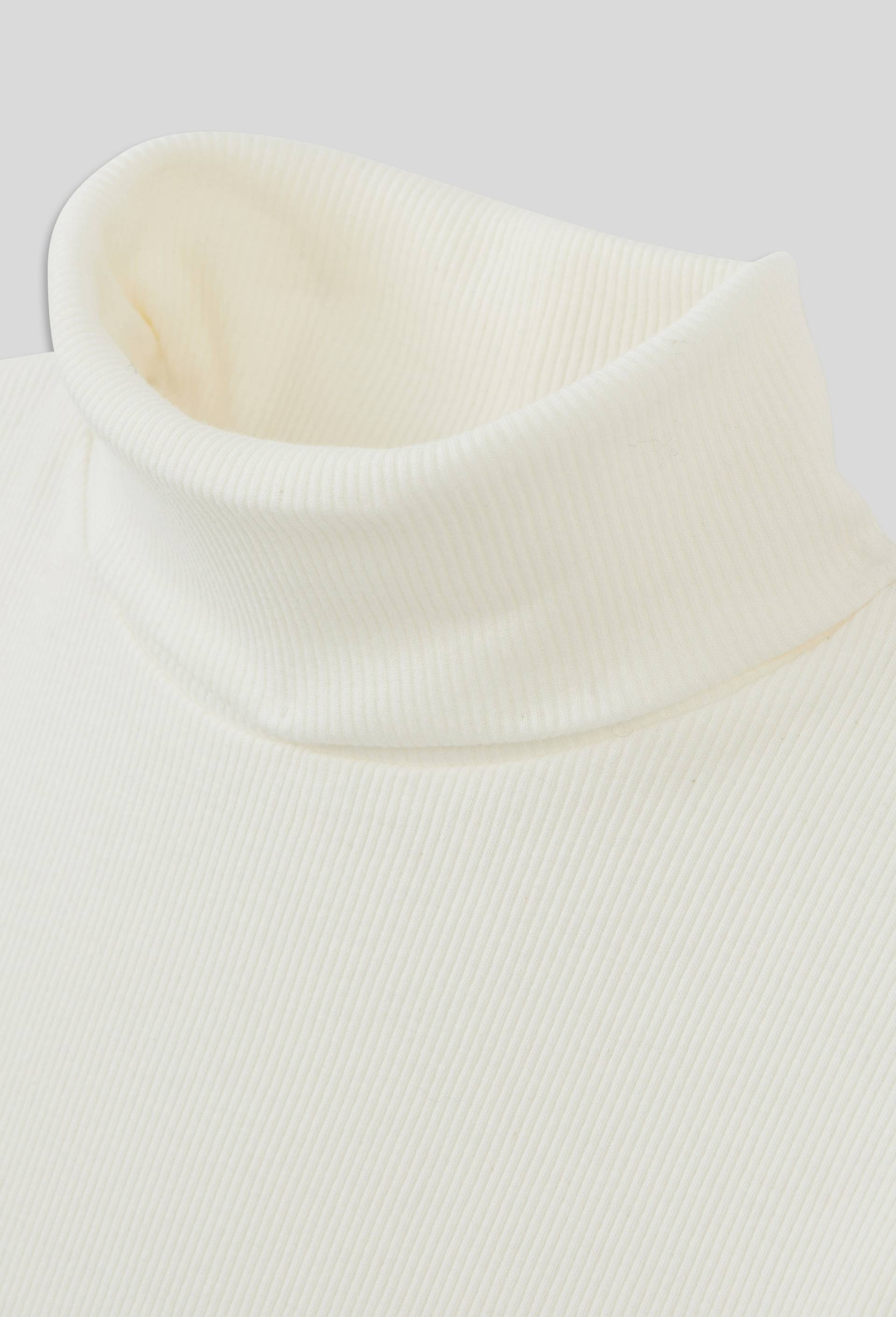 T-shirt manches longues et col montant uni en coton BIO, certifié OEKO-TEX, Ecru, large image number 2.0