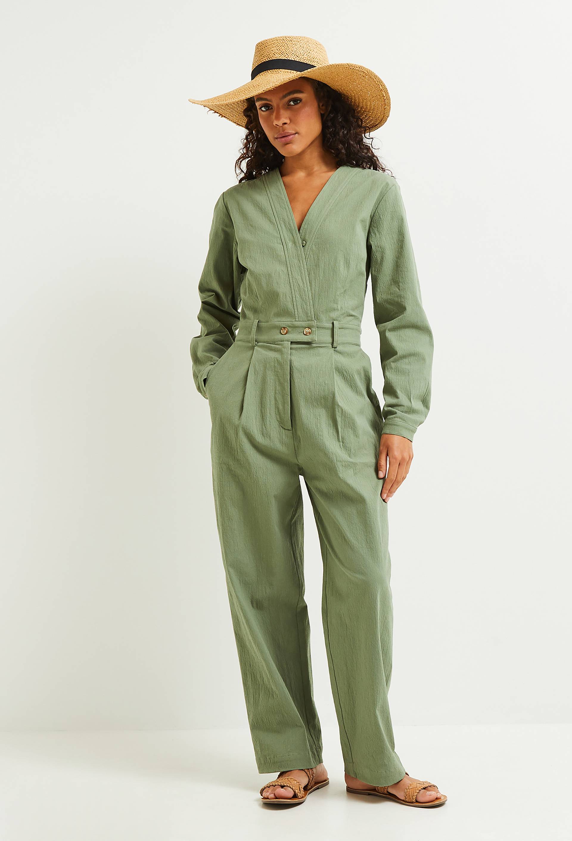 Combinaison pantalon, contenant du coton recycl&eacute;, Vert, large image number 0