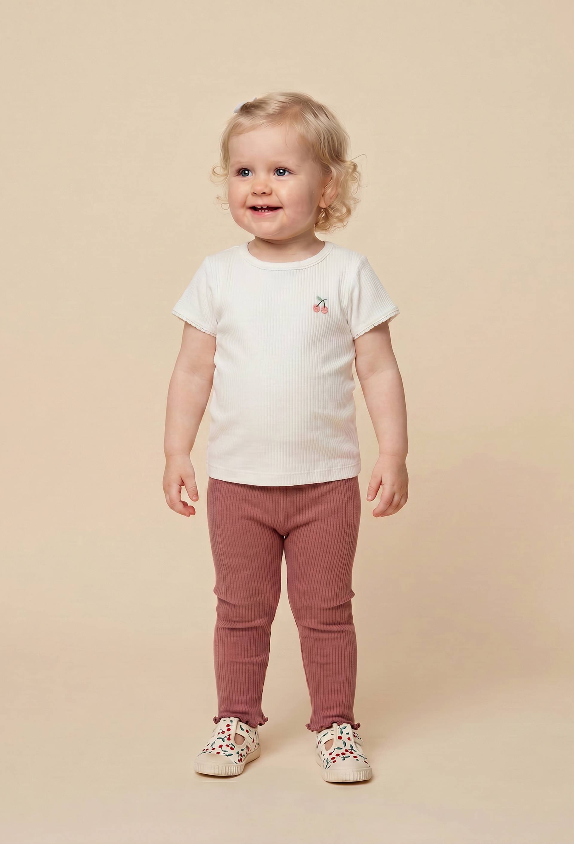 Legging c&ocirc;tel&eacute; uni en coton BIO GOTS, Rose fonc&eacute;, large image number 0