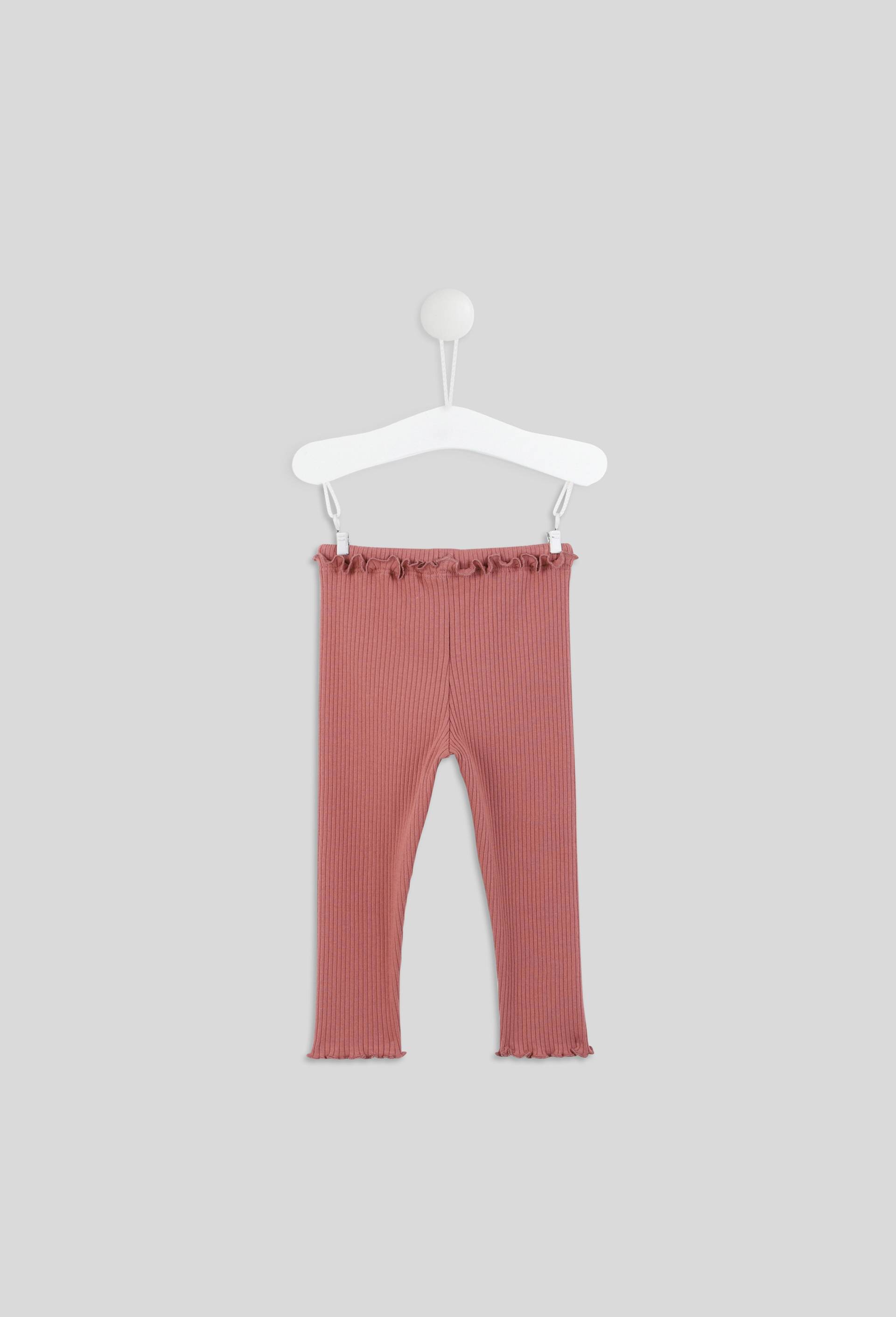 Legging côtelé uni en coton BIO GOTS, Rose foncé, large image number 1