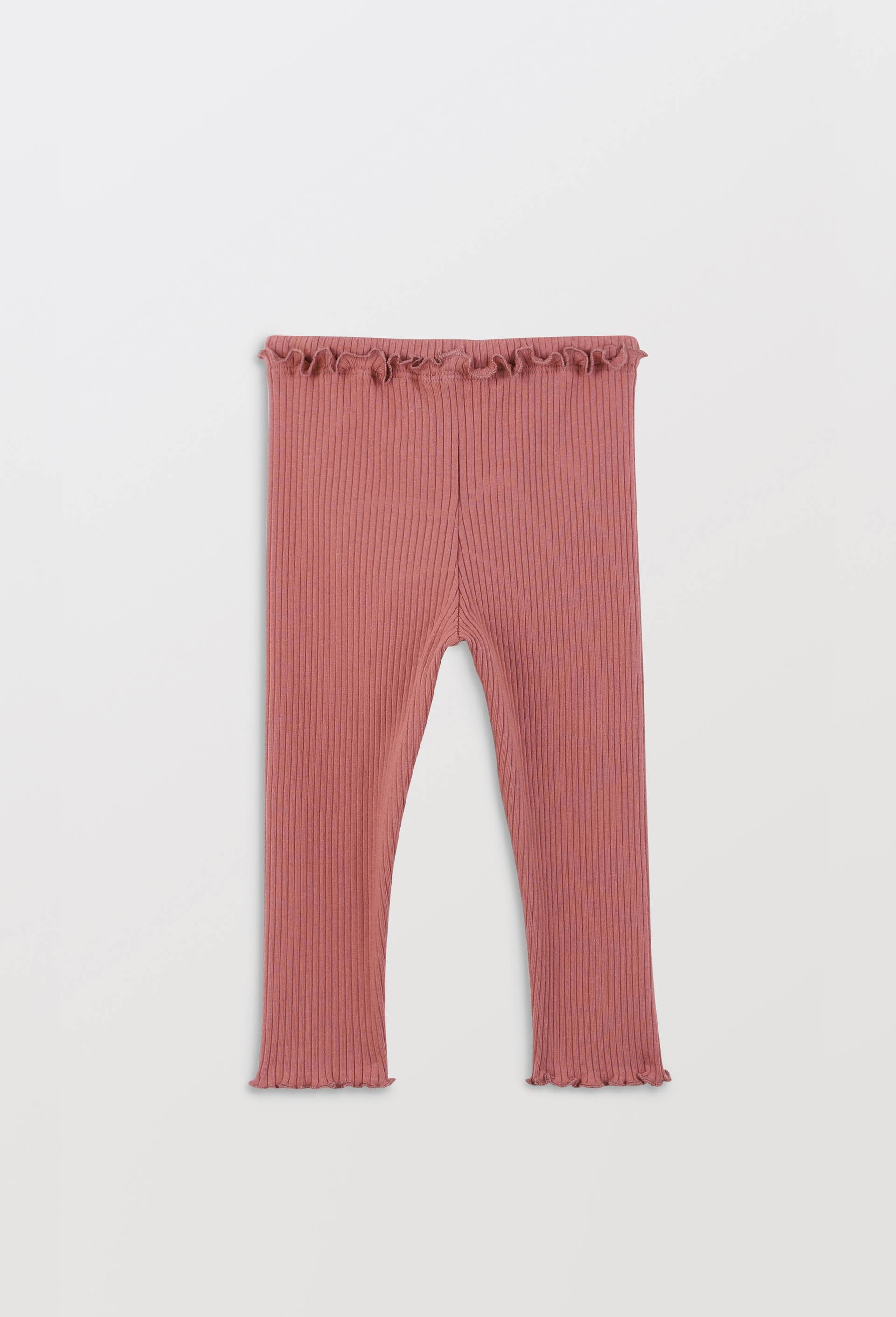 Legging c&ocirc;tel&eacute; uni en coton BIO GOTS, Rose fonc&eacute;, large image number 2.0