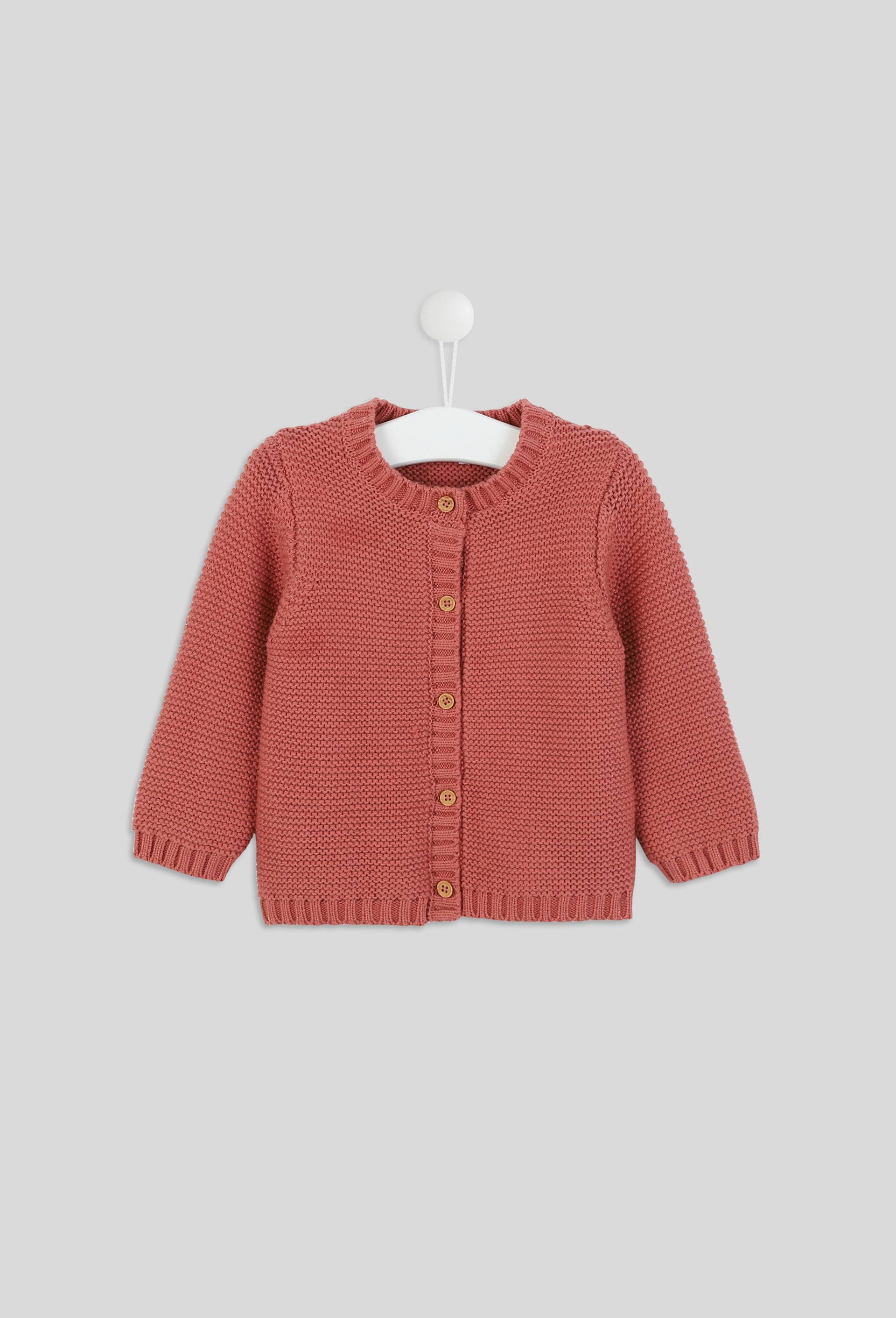 Cardigan manches longues uni contenant de la laine, certifié Oeko-Tex, Rose, large image number 0