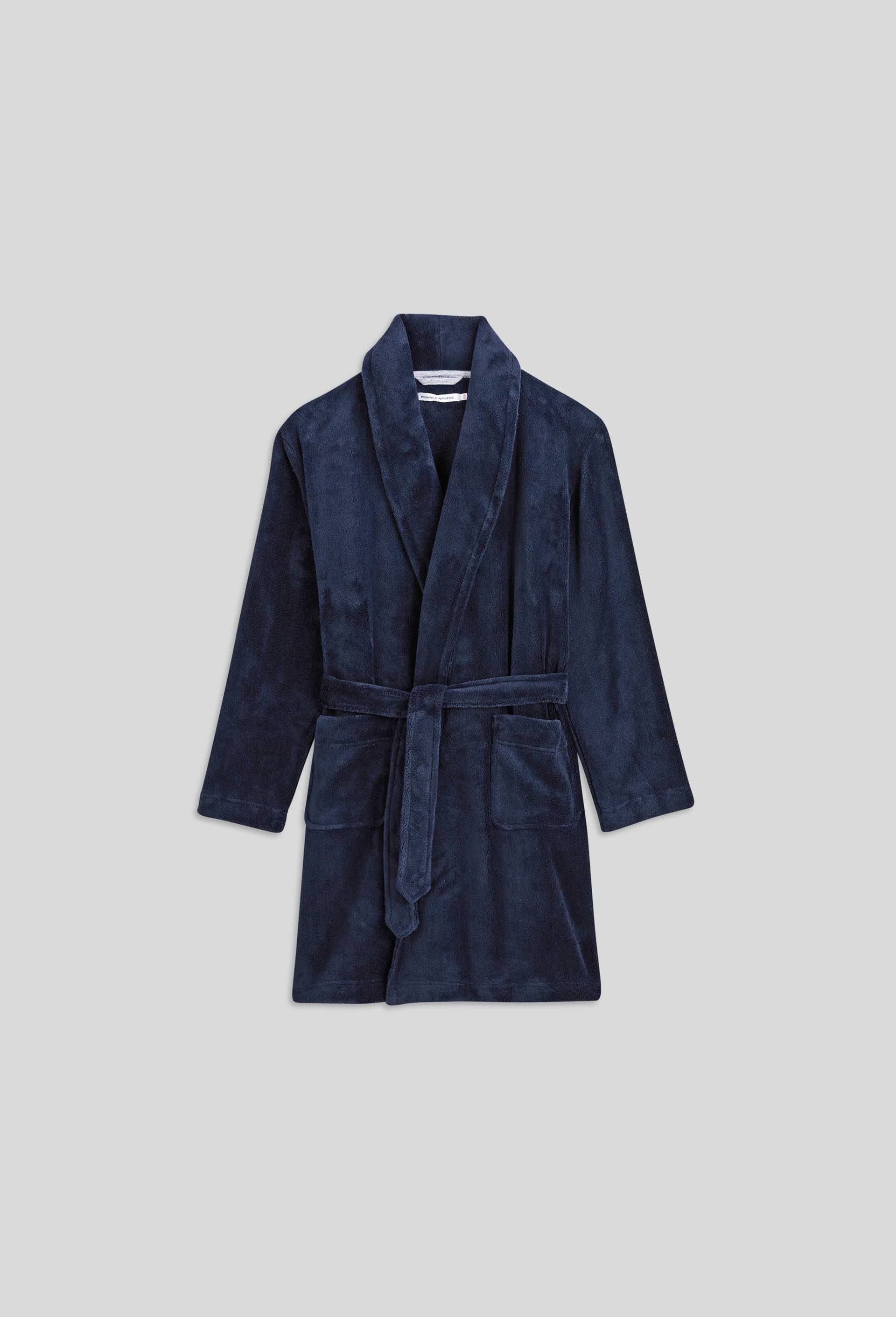Robe de chambre enfant en polaire unie, Bleu foncé, large image number 2