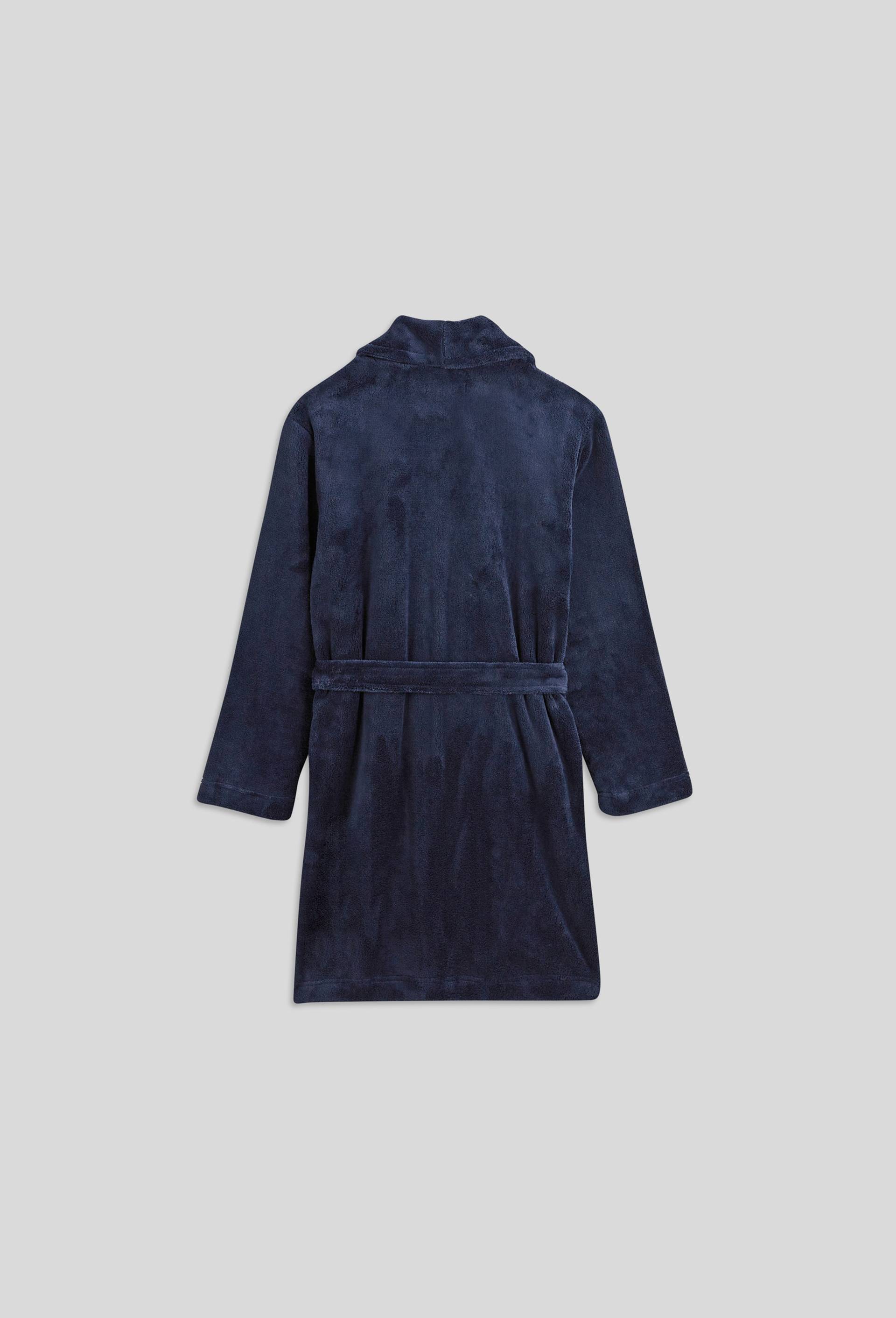 Robe de chambre enfant en polaire unie, Bleu foncé, large image number 3