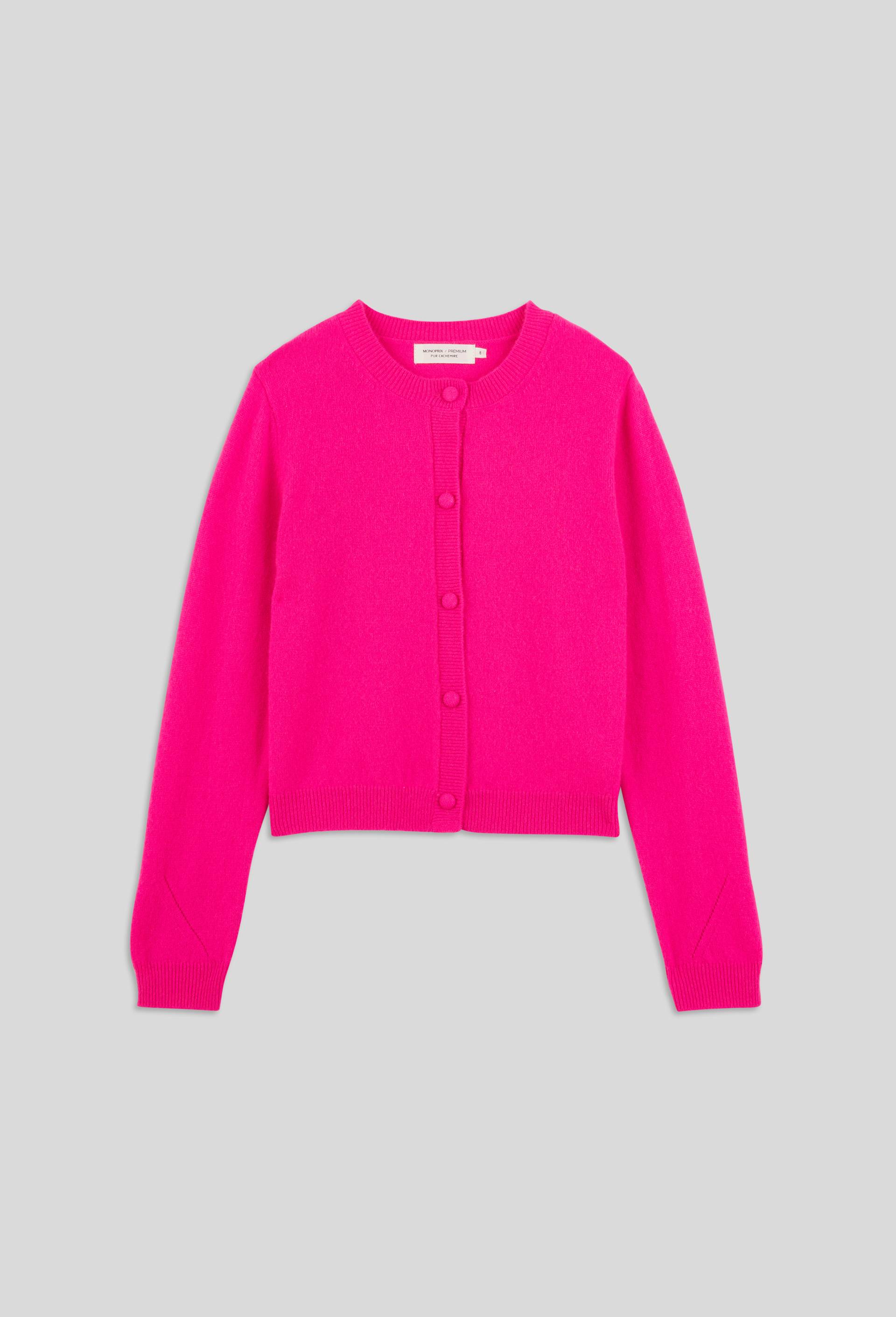 Cardigan en cachemire fluo, certifié OEKO-TEX, Rose, large image number 0.0