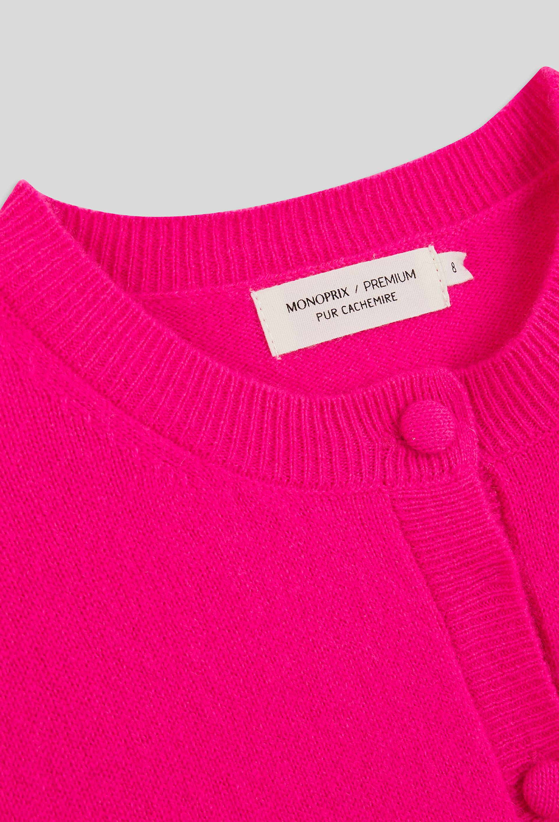 Cardigan en cachemire fluo, certifié OEKO-TEX, Rose, large image number 2.0