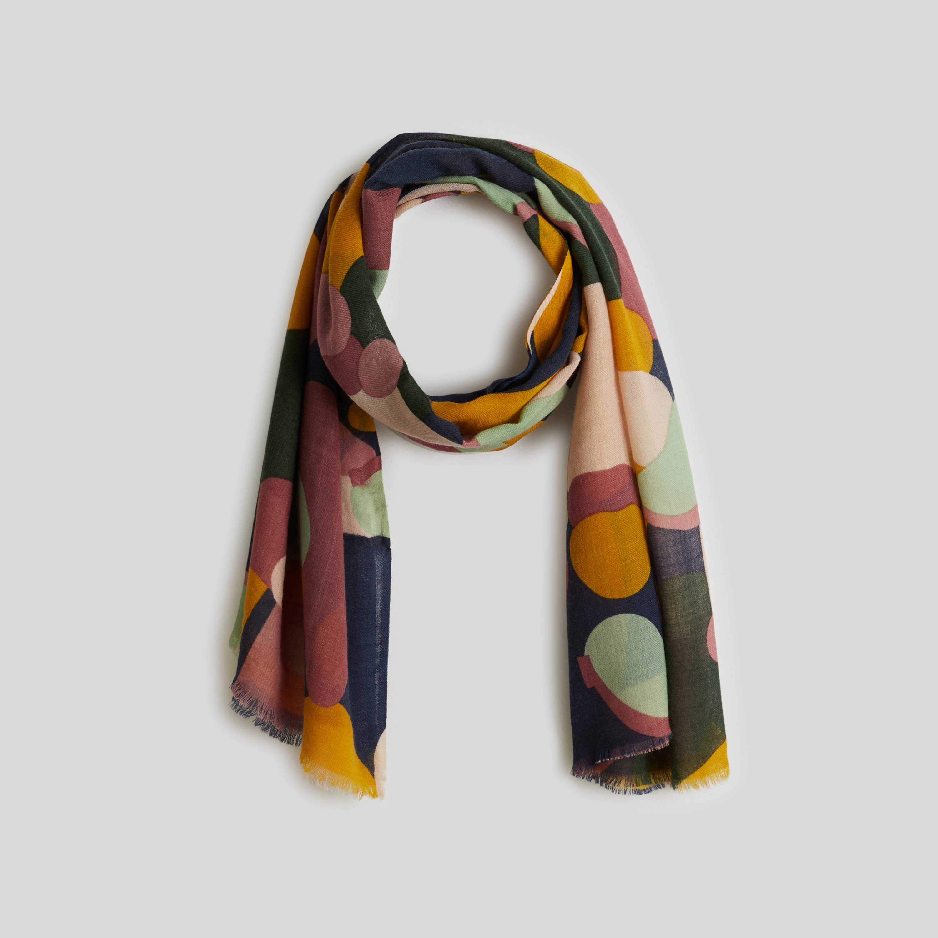 Etole imprimée en laine, certifiée bien être animal, Bleu foncé, large image number 0