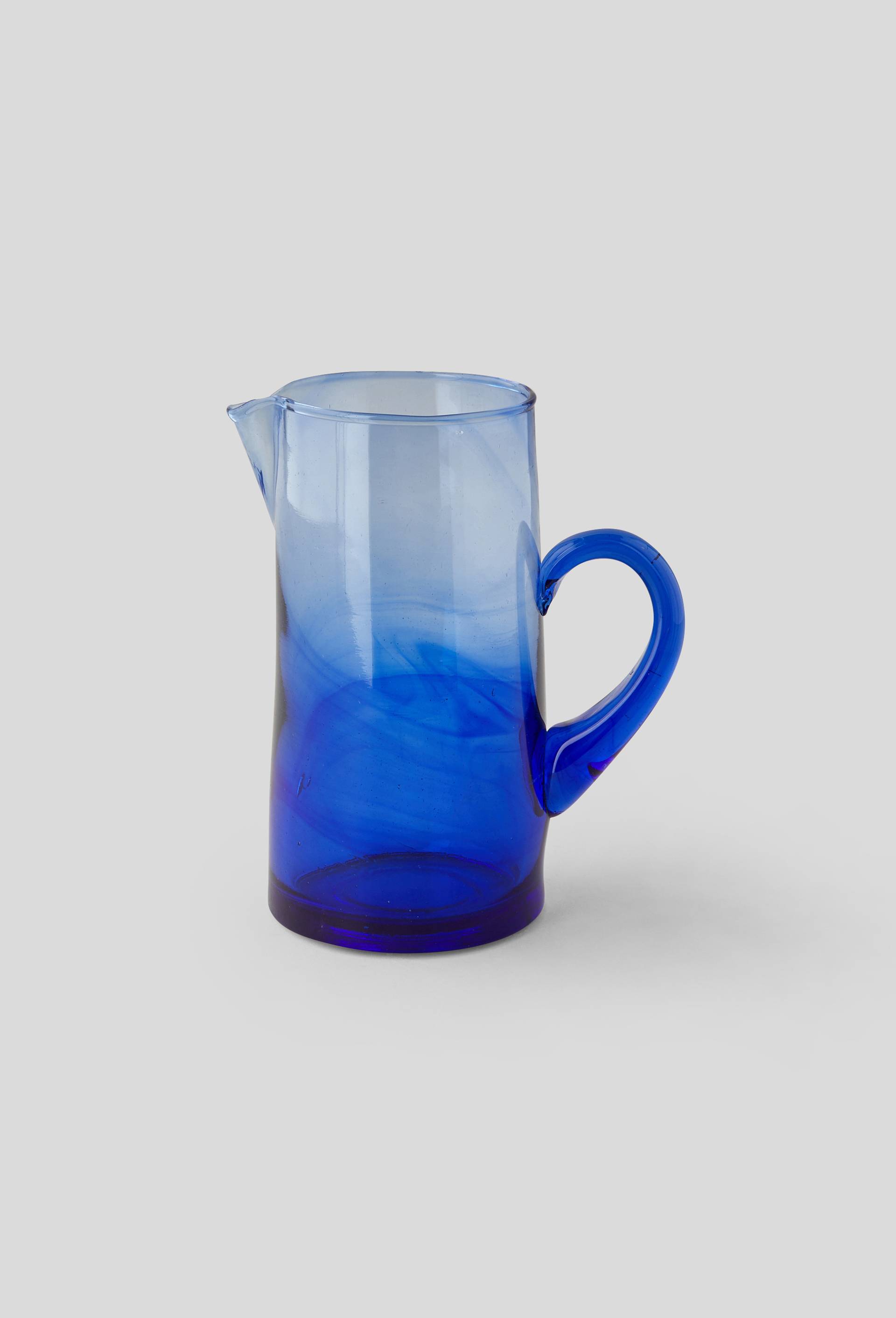 Pichet bas en verre recyclé, 1L, BLEU, large image number 0