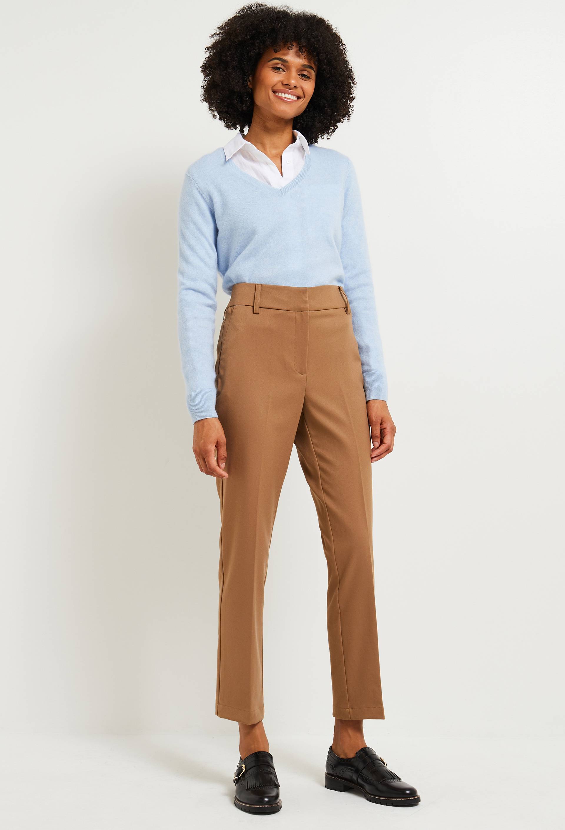 Pantalon droit plis cassé, certifié Oeko-Tex, Beige, large image number 0