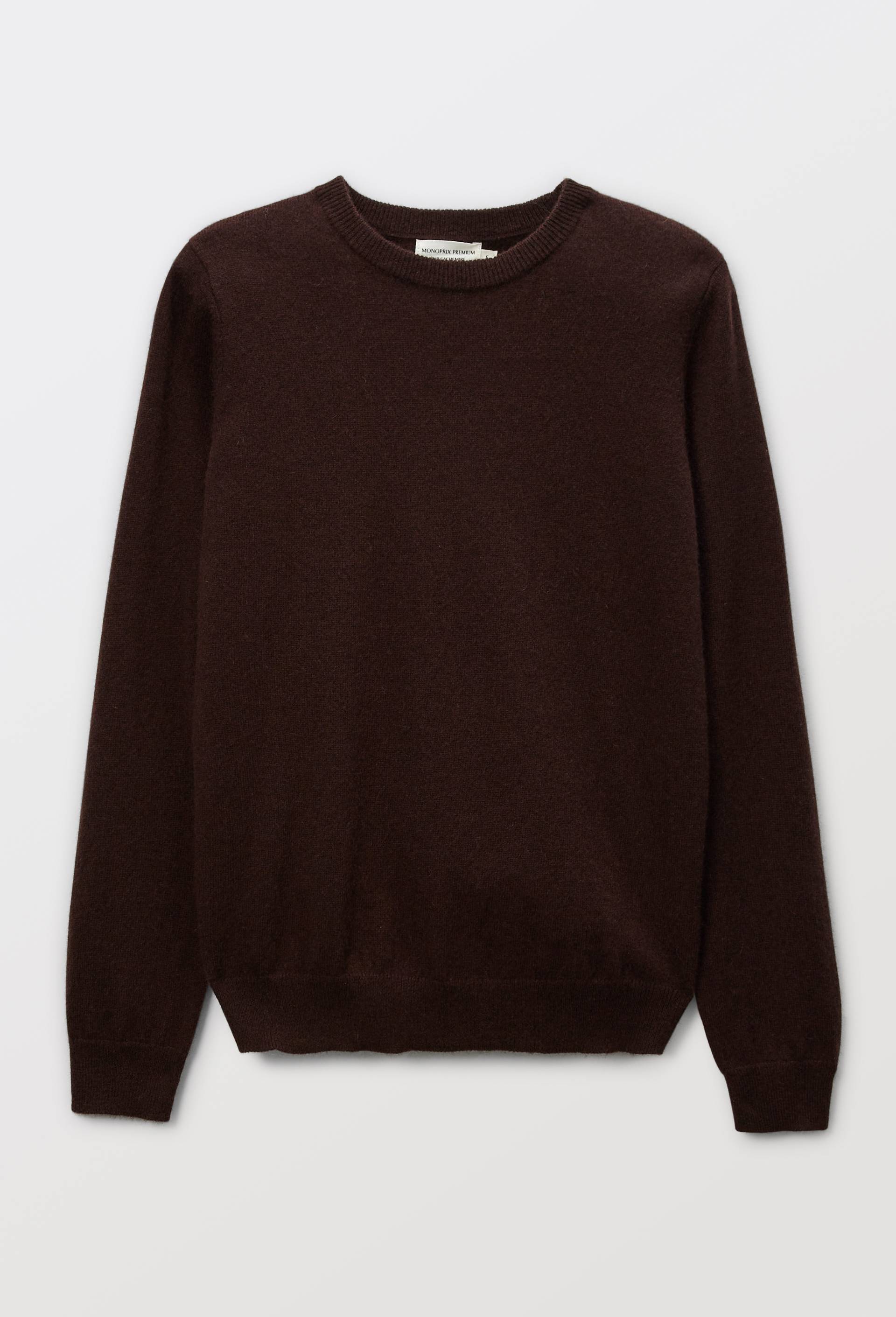 Pull uni col rond en 100% cachemire, Brun clair, large image number 2
