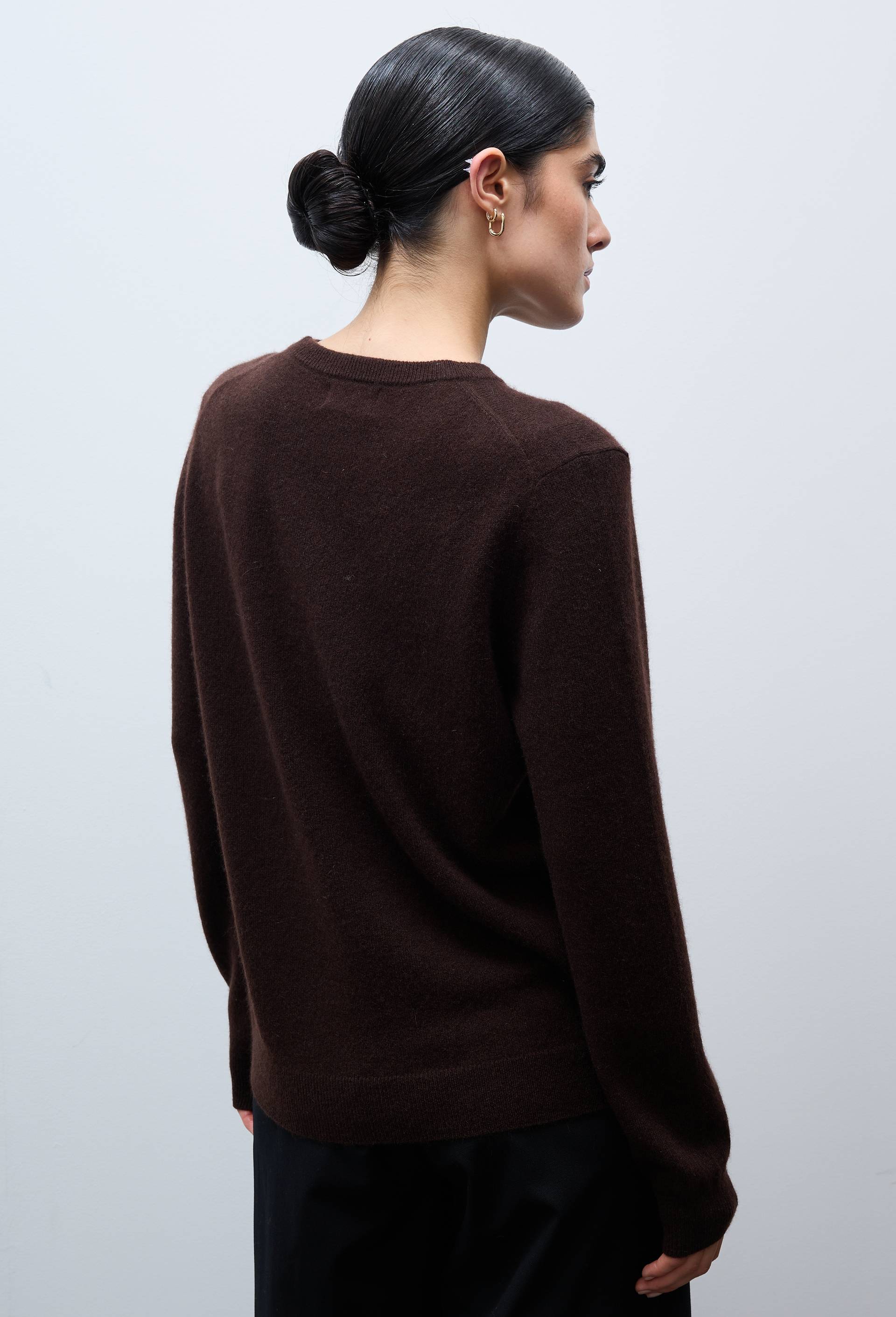 Pull uni col rond en 100% cachemire, Brun clair, large image number 2.0