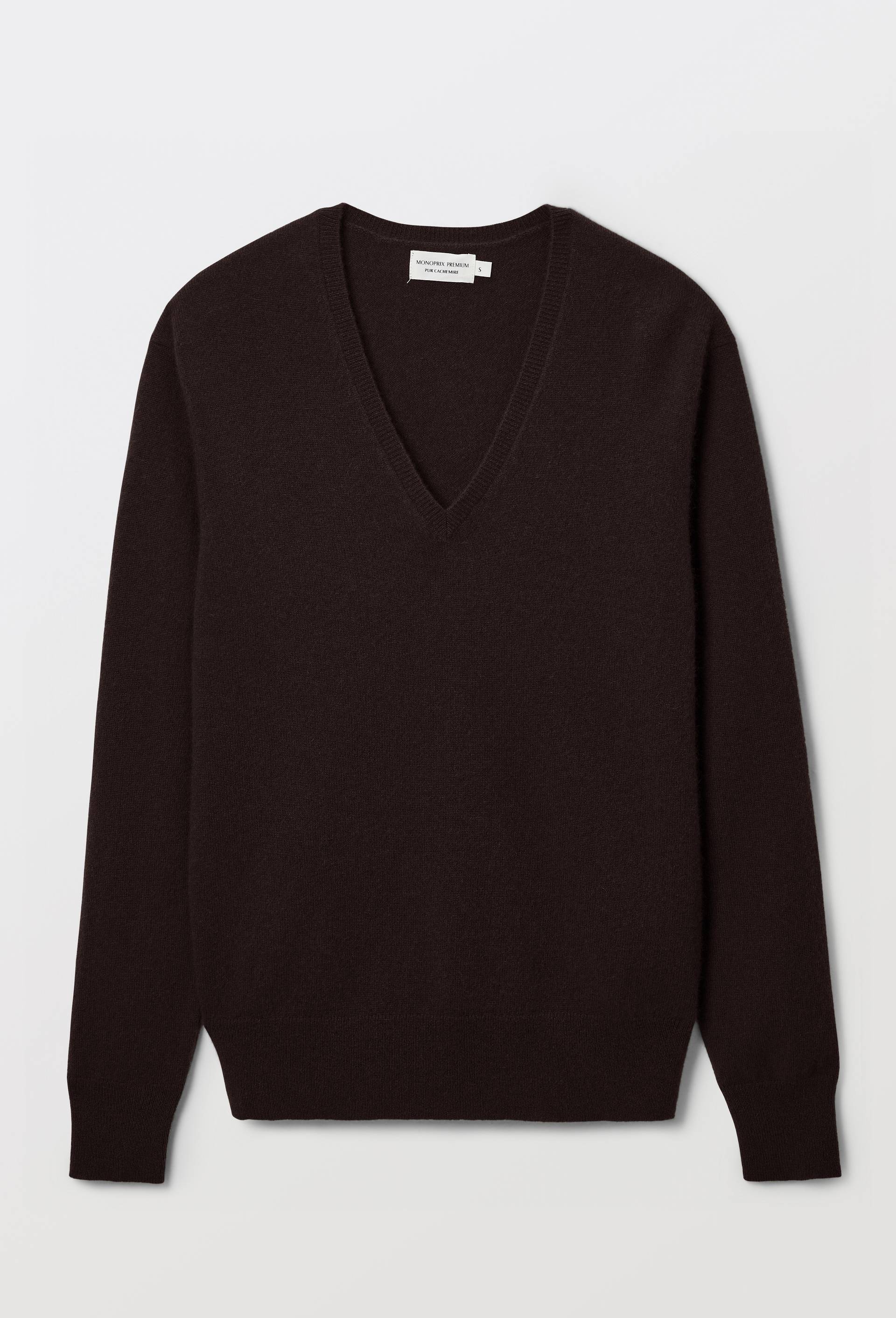 Pull uni col V en 100% cachemire, Brun clair, large image number 3.0
