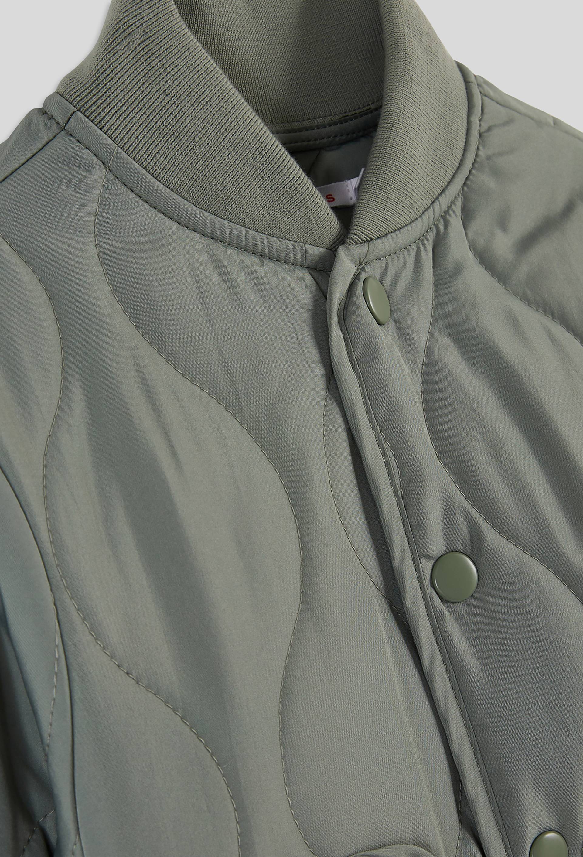 Veste matelassée col teddy unie grandes poches plaquées, Vert, large image number 2.0