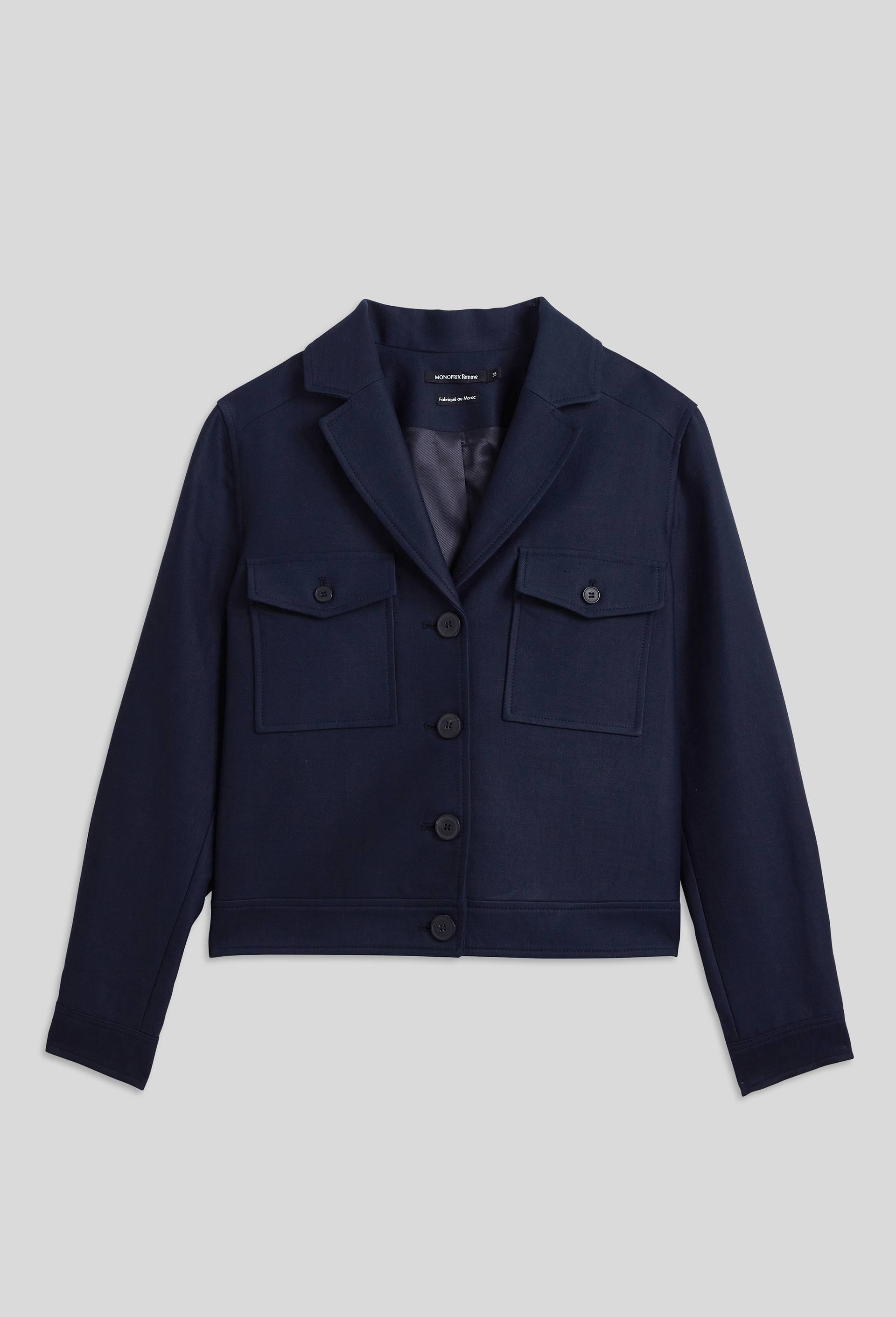 Veste courte en coton et lin, Bleu fonc&eacute;, large image number 2