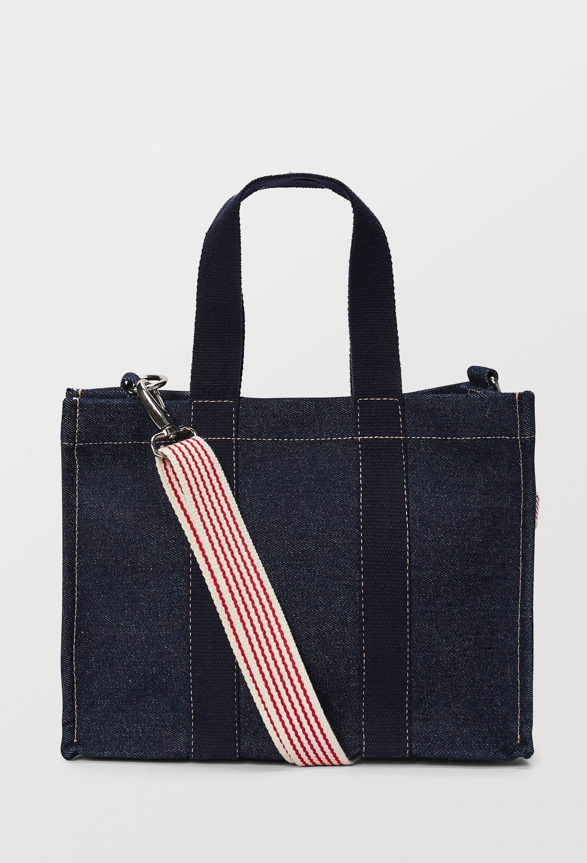 Petit cabas denim en coton BIO, Bleu fonc&eacute;, large image number 0.0