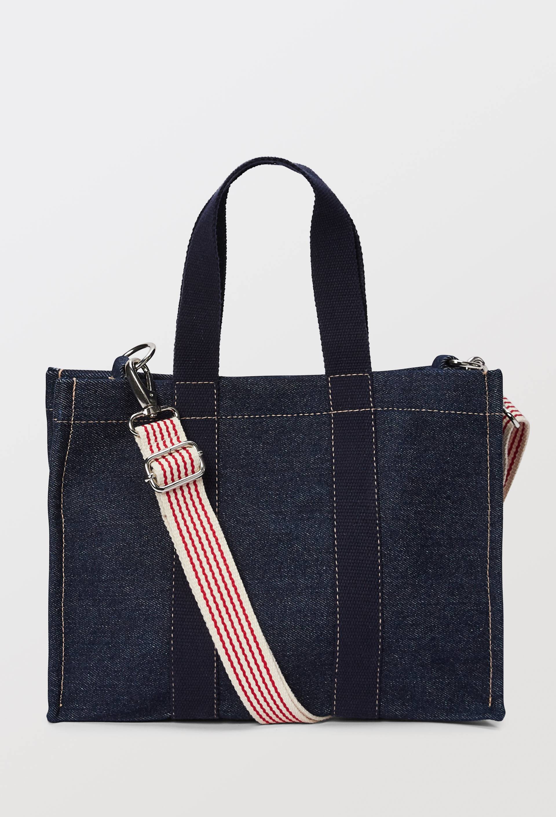 Petit cabas denim en coton BIO, Bleu fonc&eacute;, large image number 1