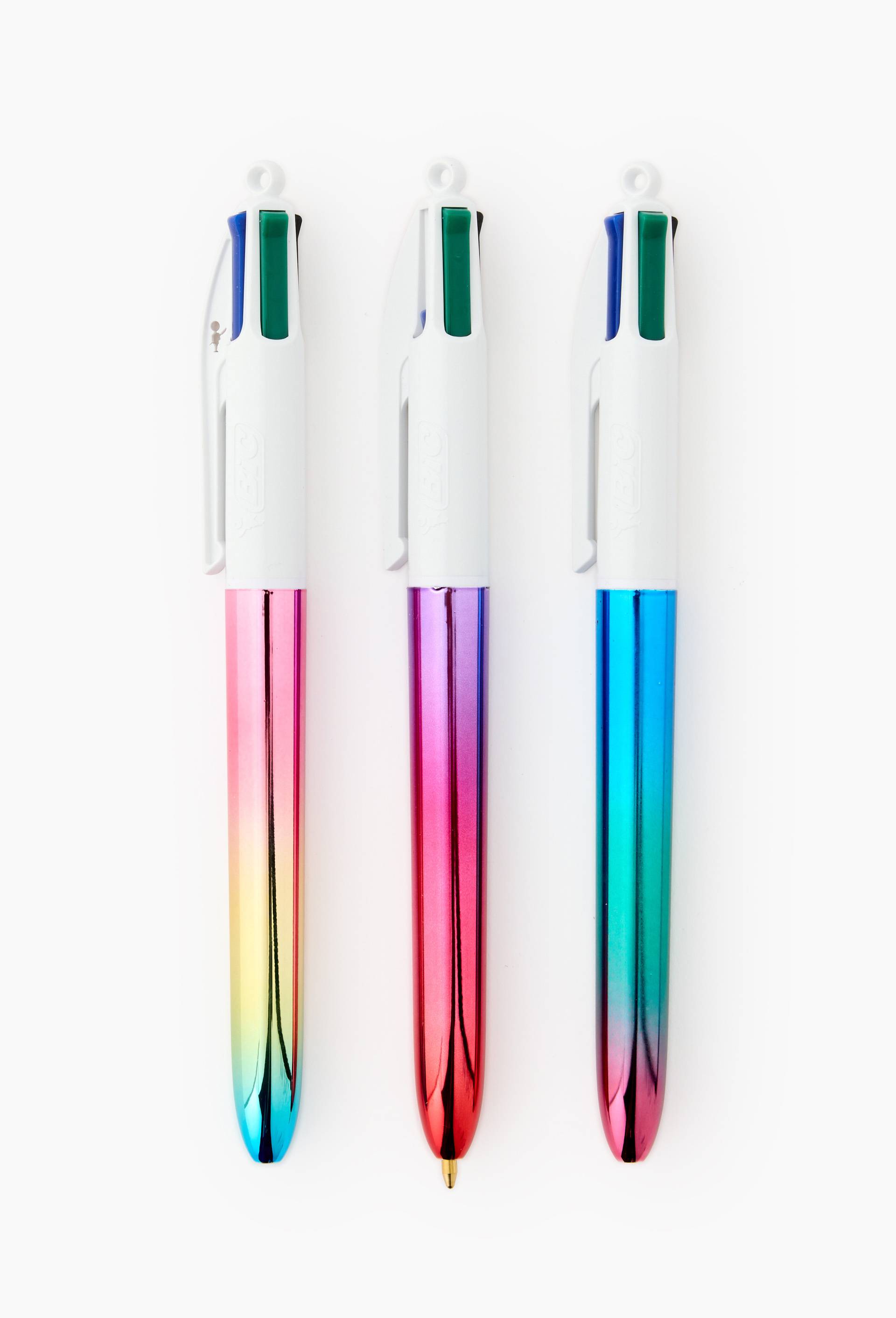Lot de 3 stylos-billes 4 couleurs &eacute;dition gradient, pointe moyenne, Multicolore, large image number 0