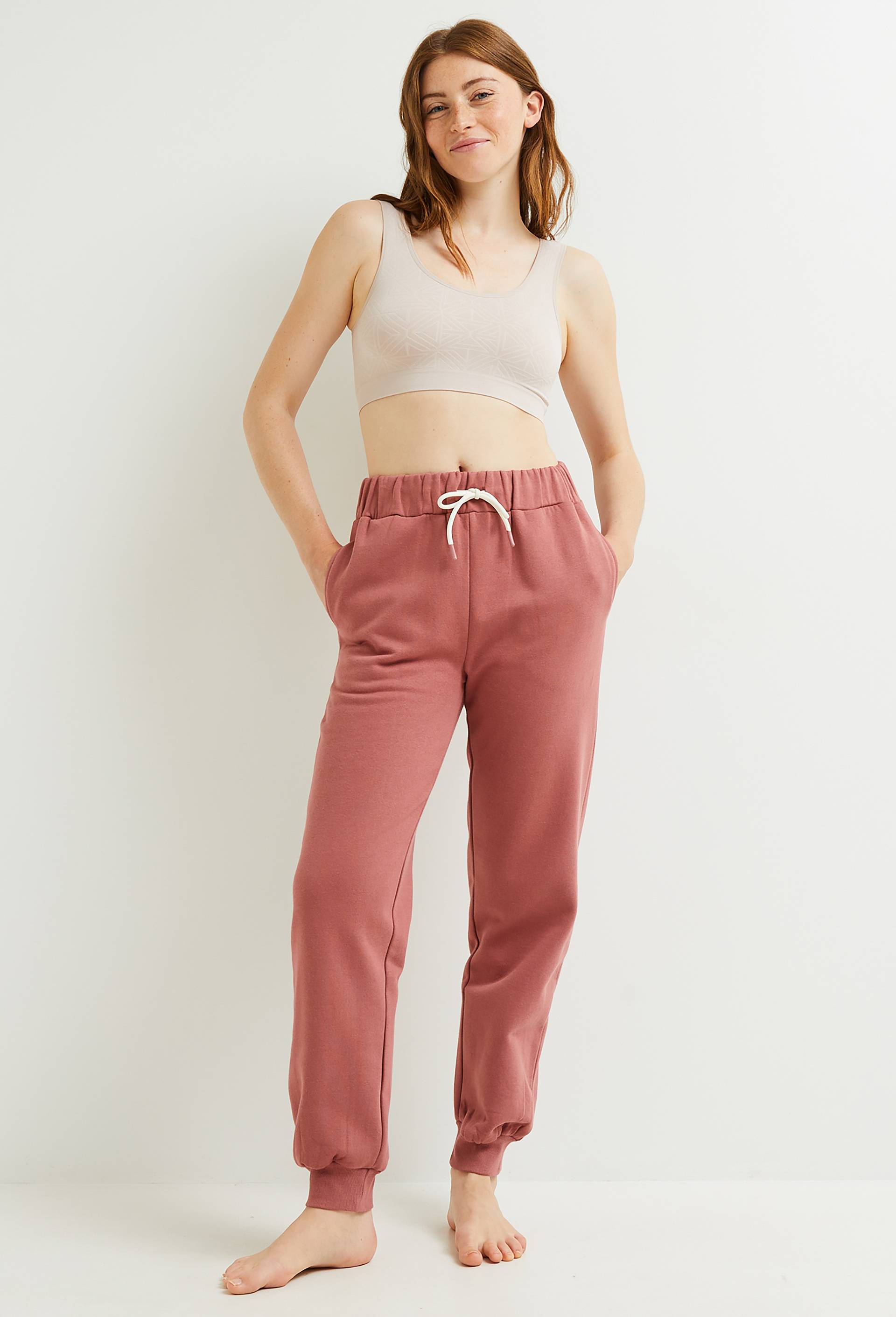 Pantalon de sport en molleton, Bio et Oeko-Tex, Rose foncé, large image number 0