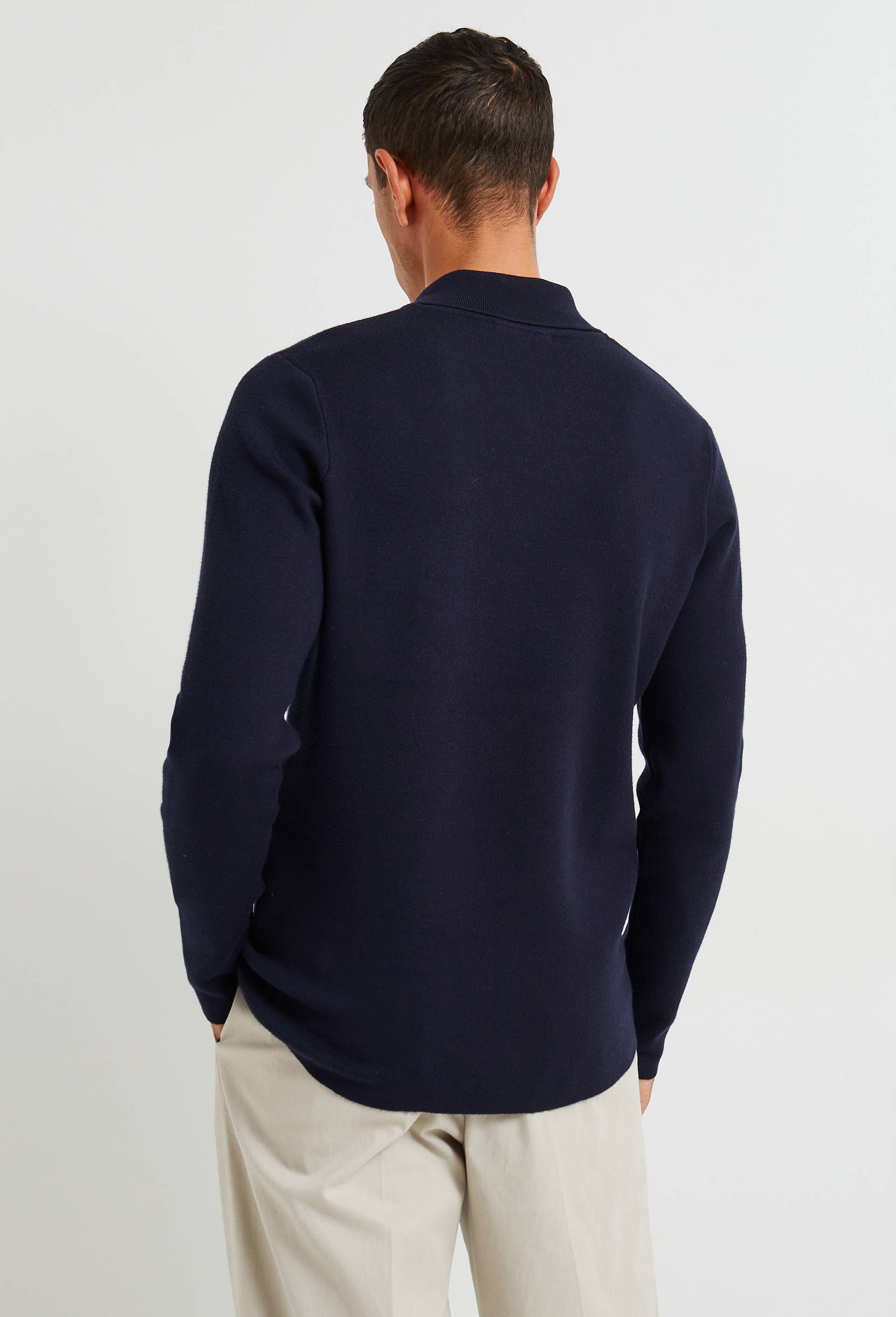 Pull col polo zipp&eacute;, Bleu fonc&eacute;, large image number 1