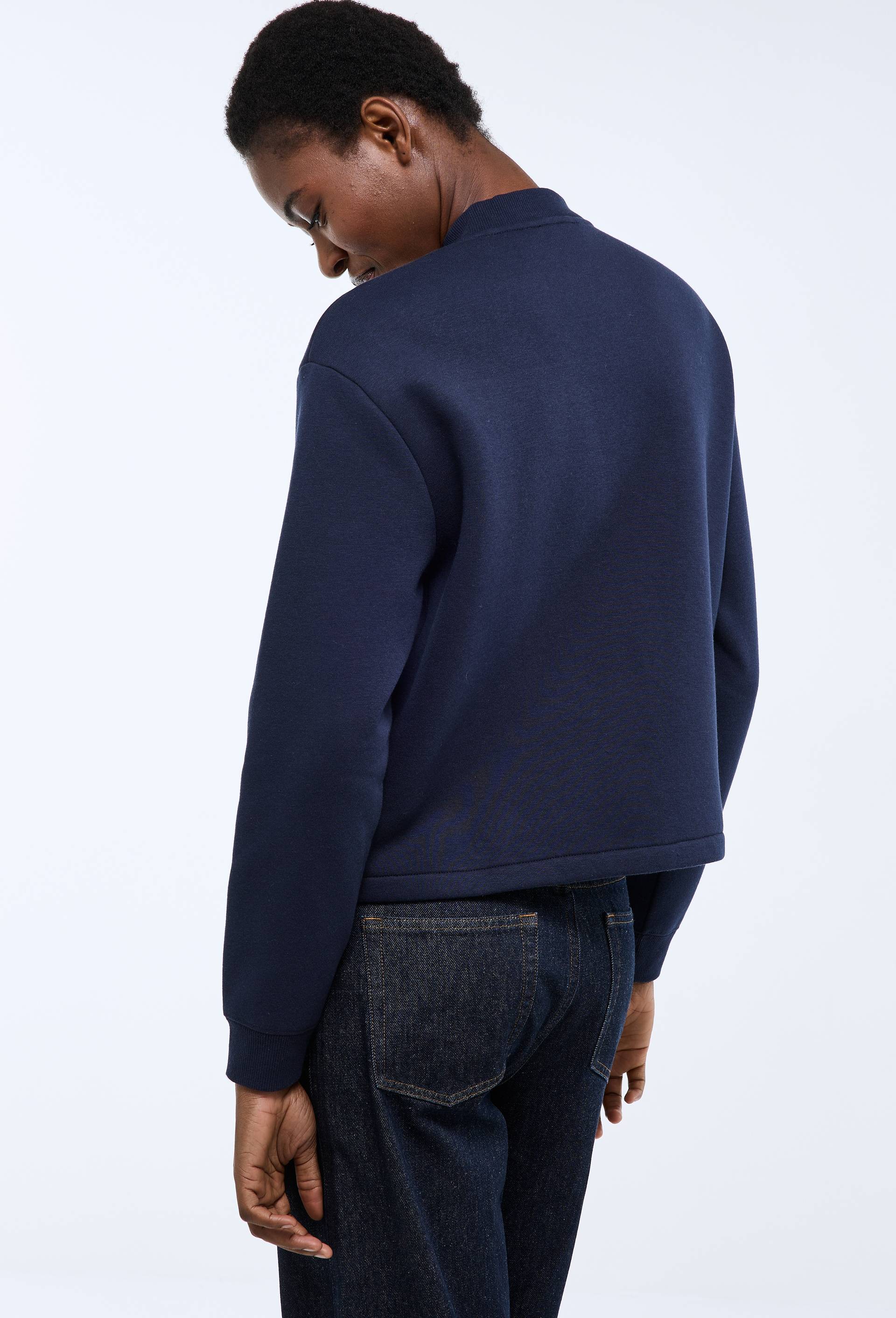 Cardigan boutonn&eacute; en molleton, Bleu fonc&eacute;, large image number 1