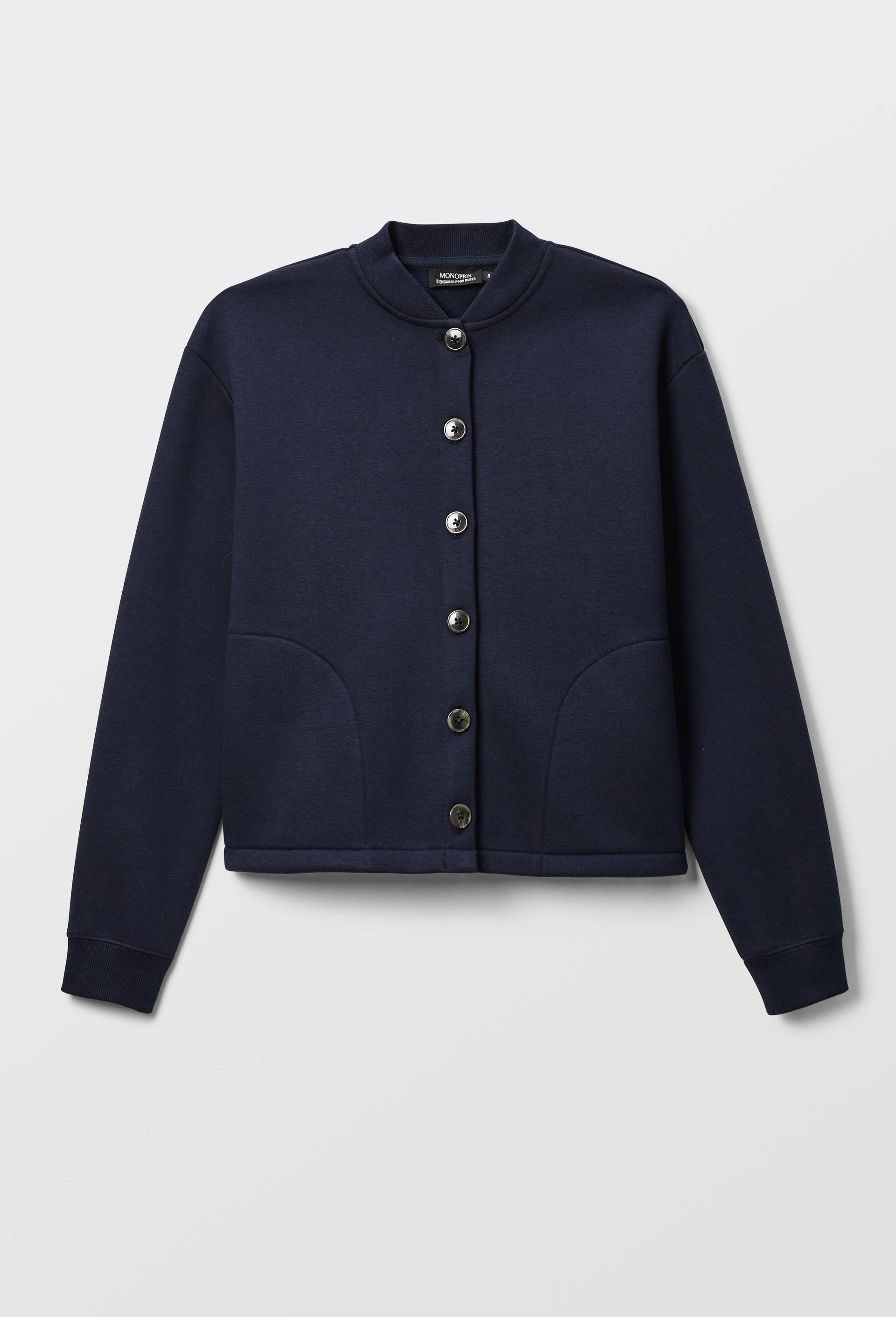 Cardigan boutonn&eacute; en molleton, Bleu fonc&eacute;, large image number 2