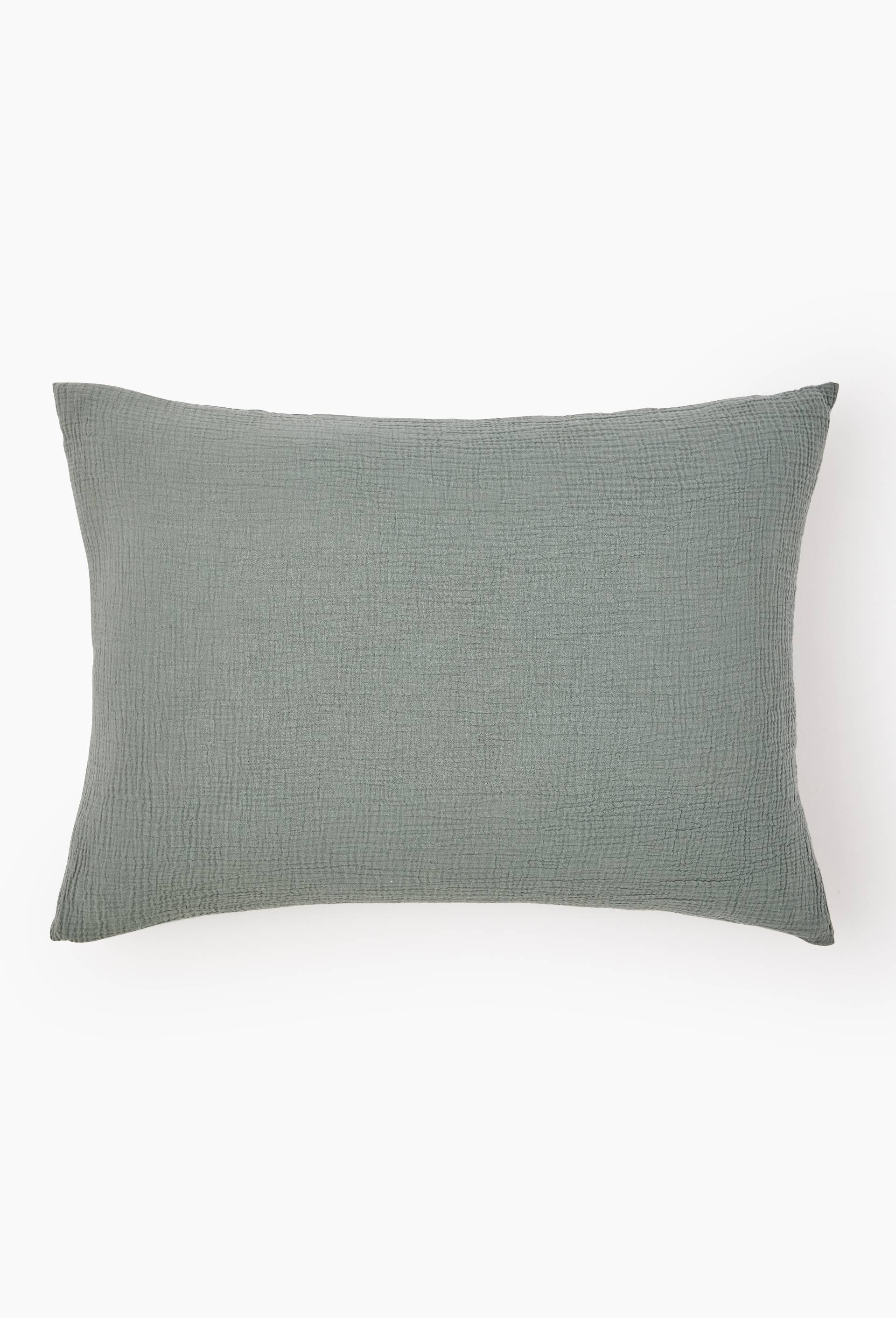 Taie oreiller unie, gaze de coton, 100% coton bio GOTS, Vert clair, large image number 0