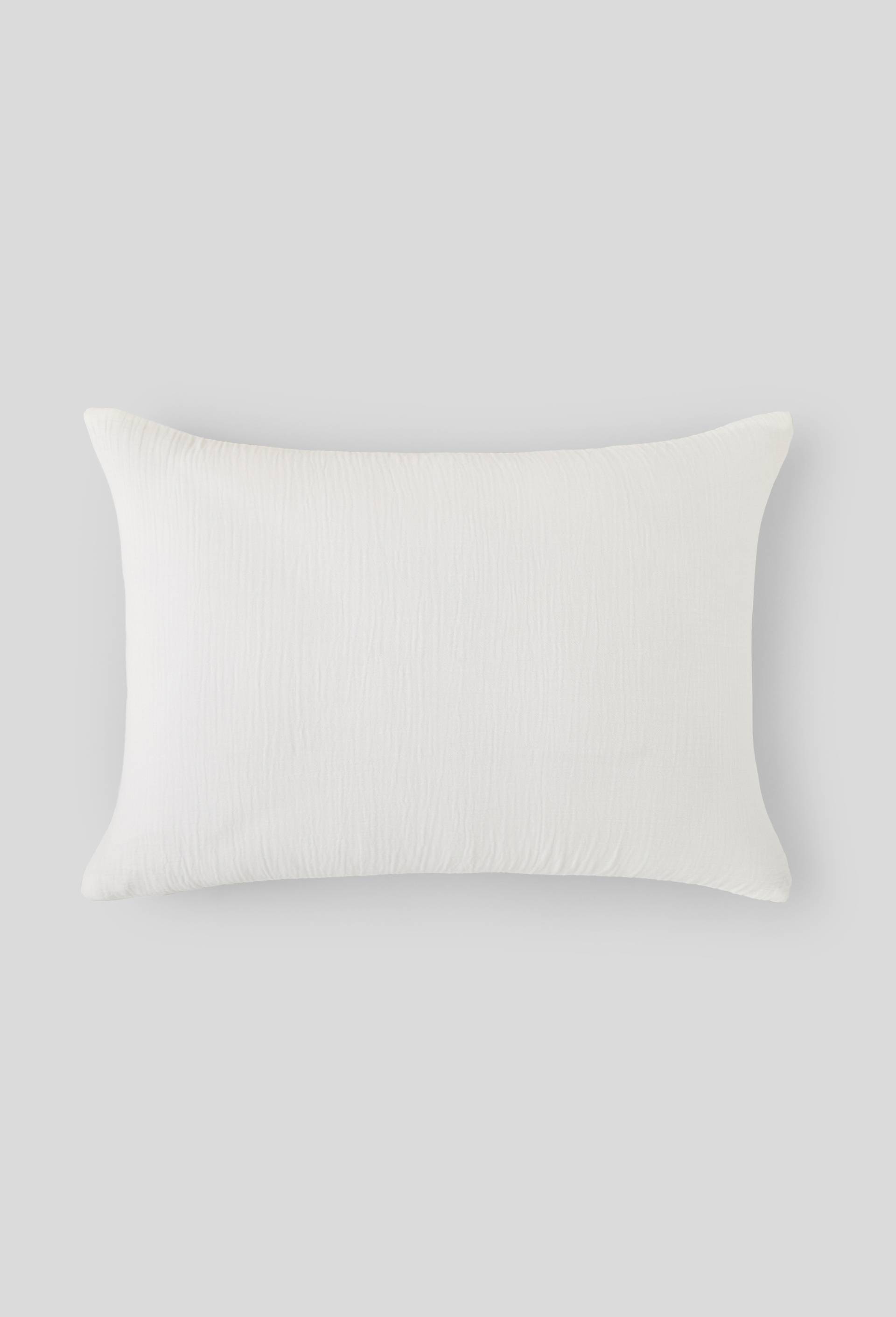 Taie d'oreiller rectangulaire, 50x70cm, gaz de coton bio, oekotex, Ivoire, Beige clair, large image number 0