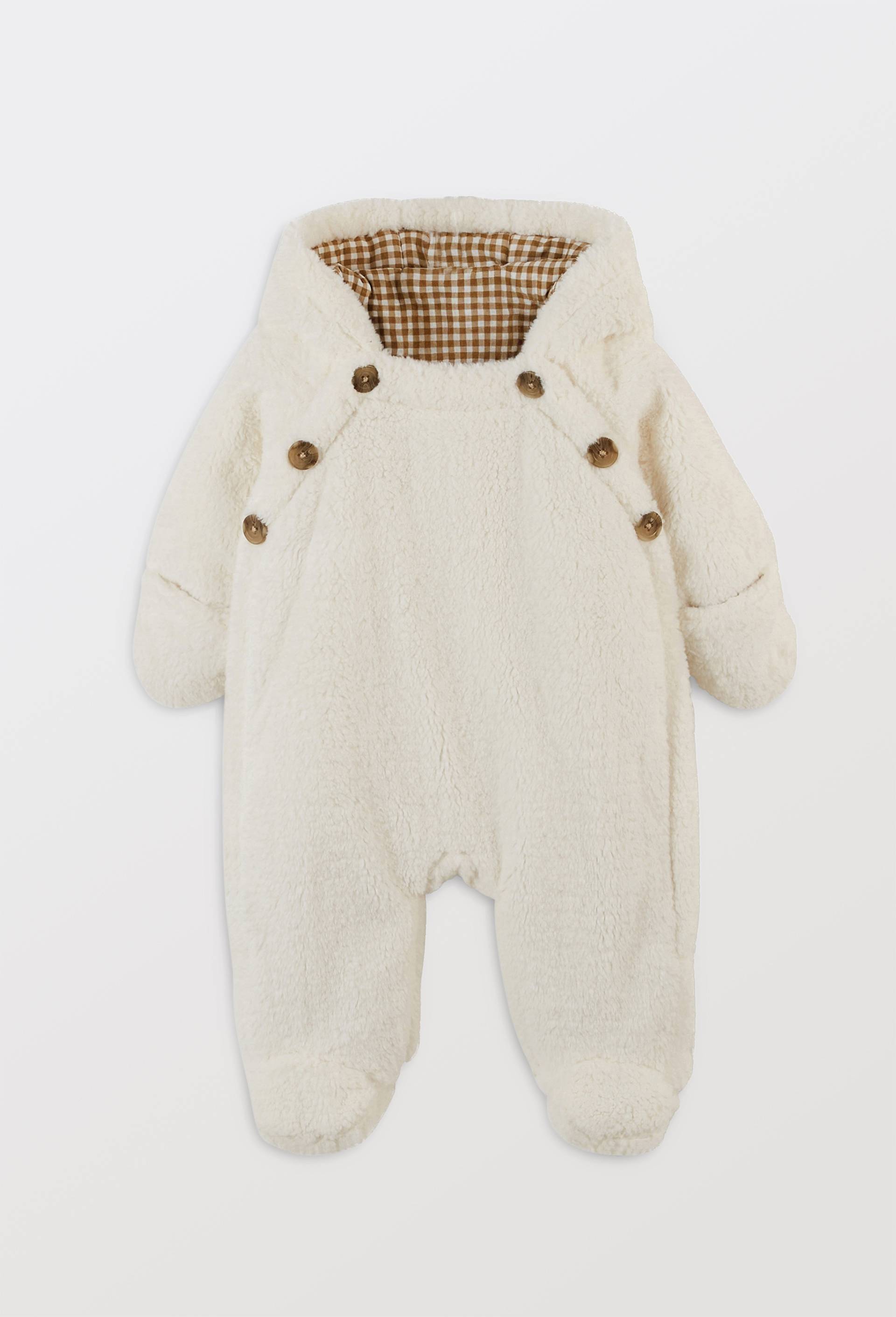 Combinaison pilote unie en sherpa, Ecru, swatch image