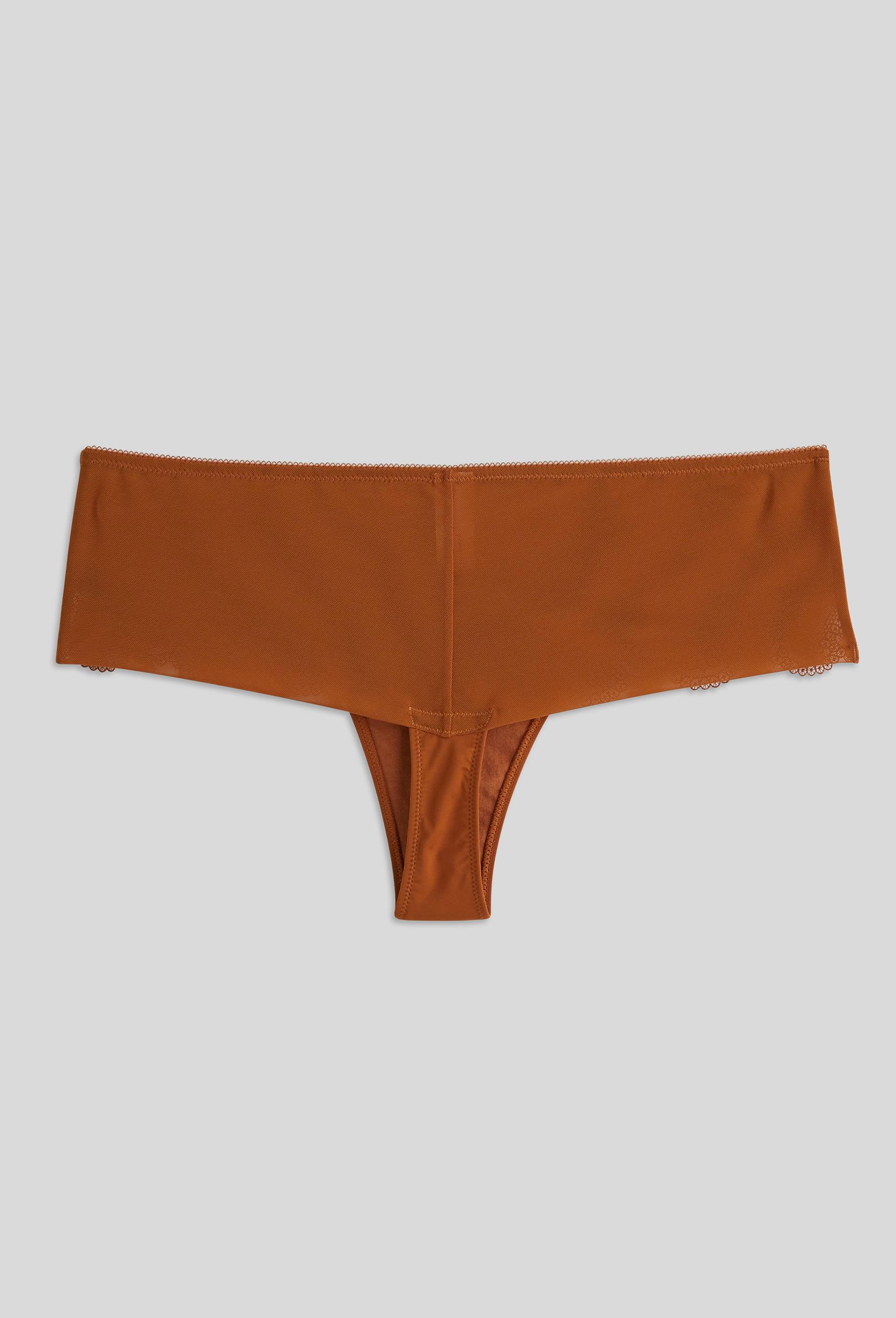 Tanga PIPA en microfibre et guipure, Oeko-Tex, Brun clair, large image number 1