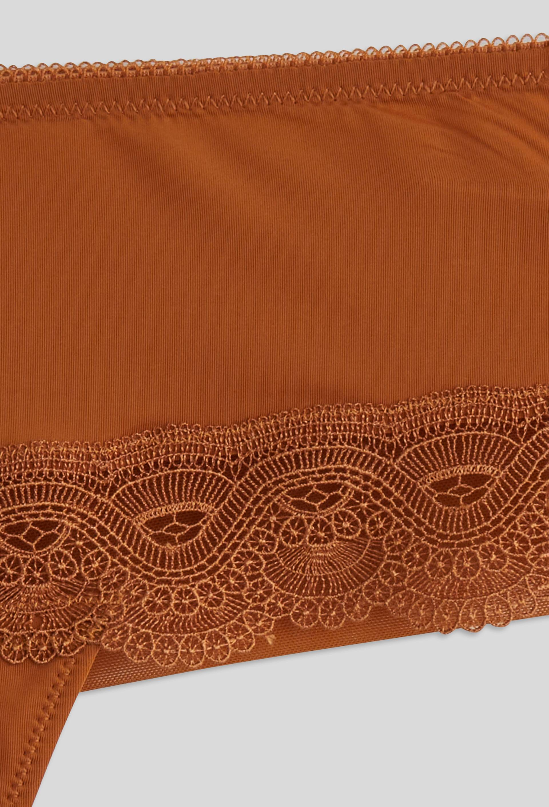 Tanga PIPA en microfibre et guipure, Oeko-Tex, Brun clair, large image number 2