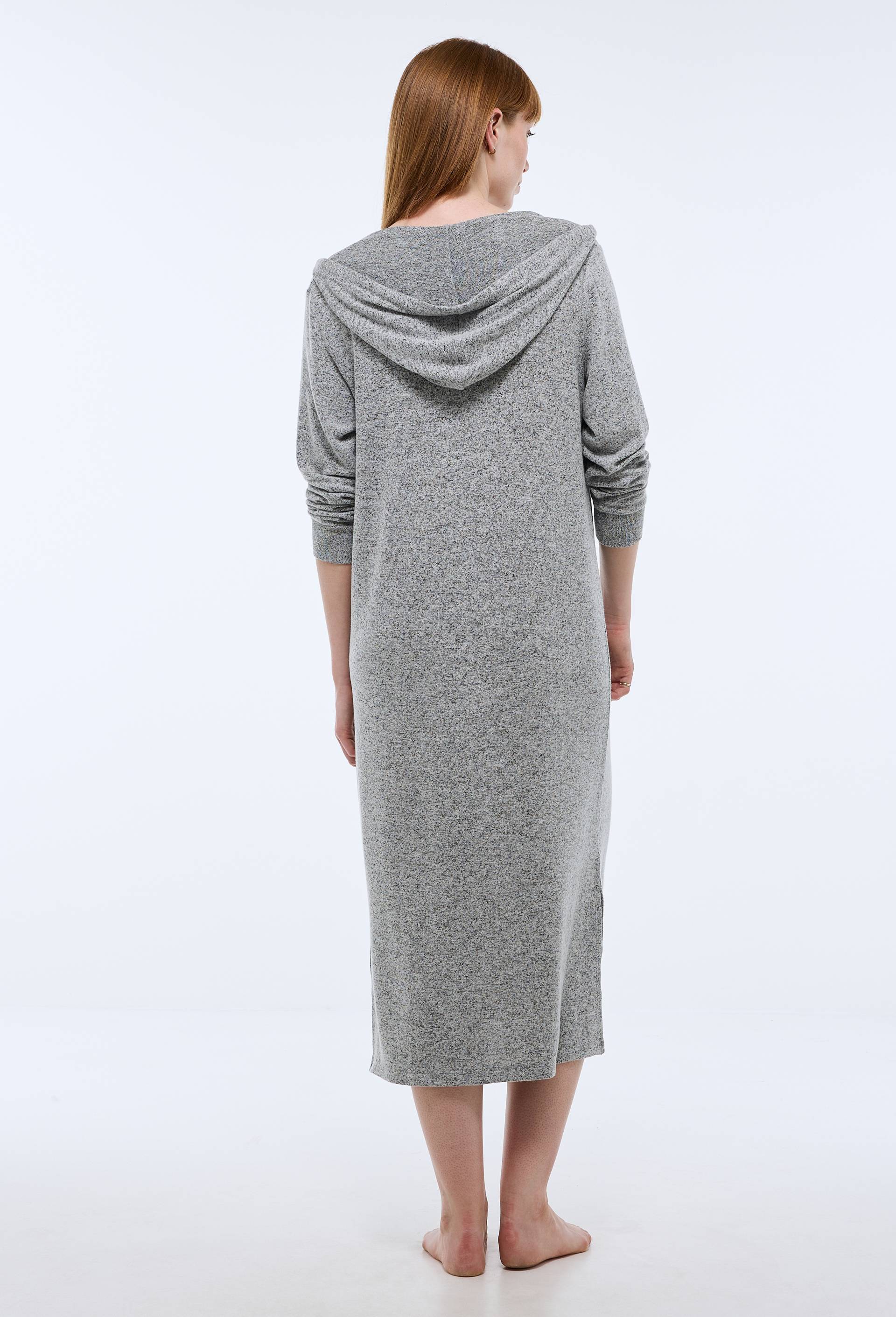 Chemise de nuit longue avec capuche unie, Gris, large image number 1