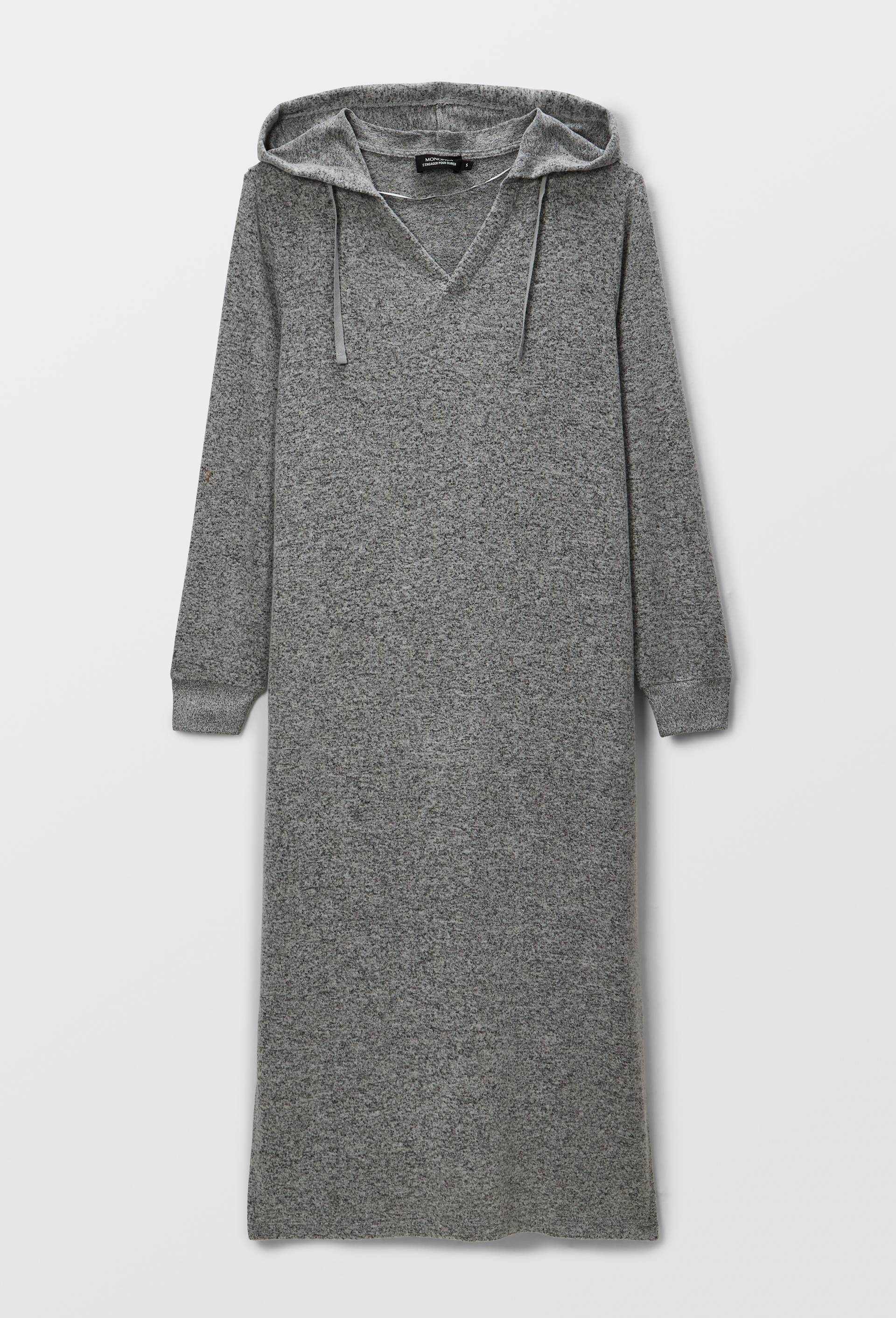 Chemise de nuit longue avec capuche unie, Gris, large image number 2.0