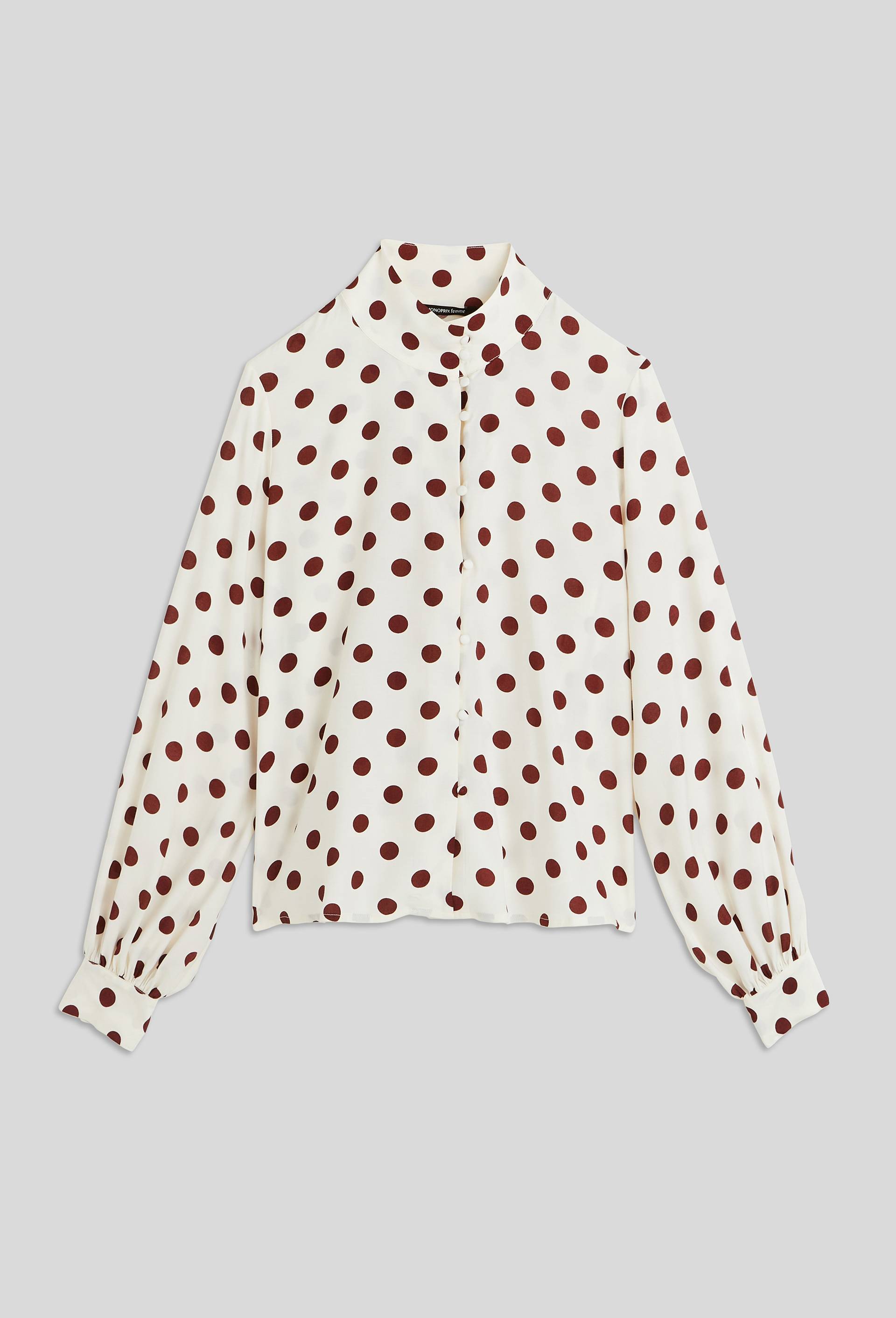 Blouse imprimé pois, certifié EcoVero, Ecru, large image number 2