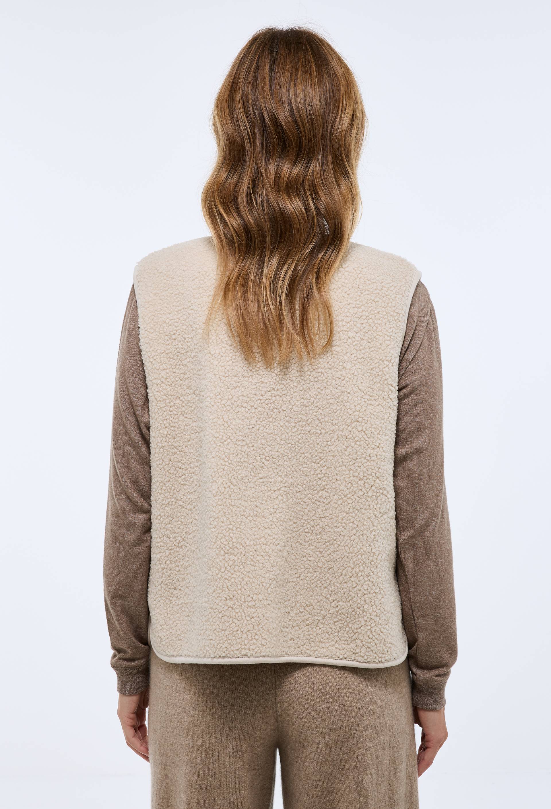 Veste sans manche en sherpa, Ecru, large image number 1