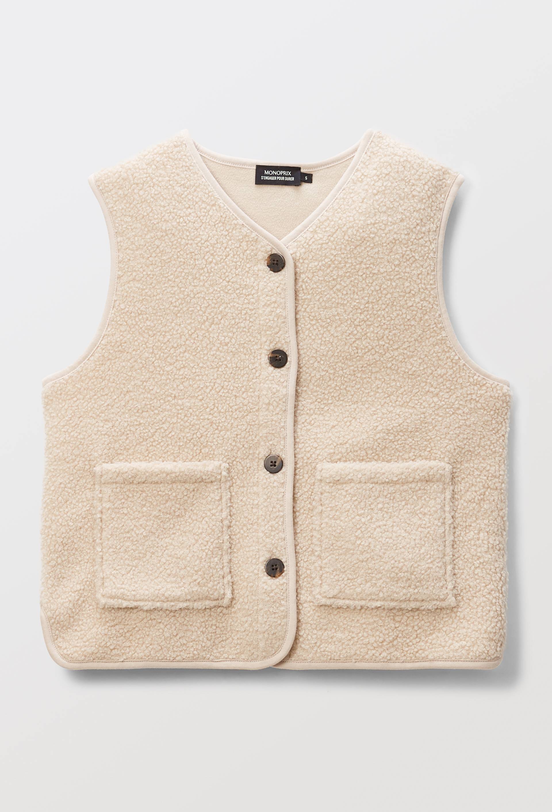 Veste sans manche en sherpa, Ecru, large image number 2.0