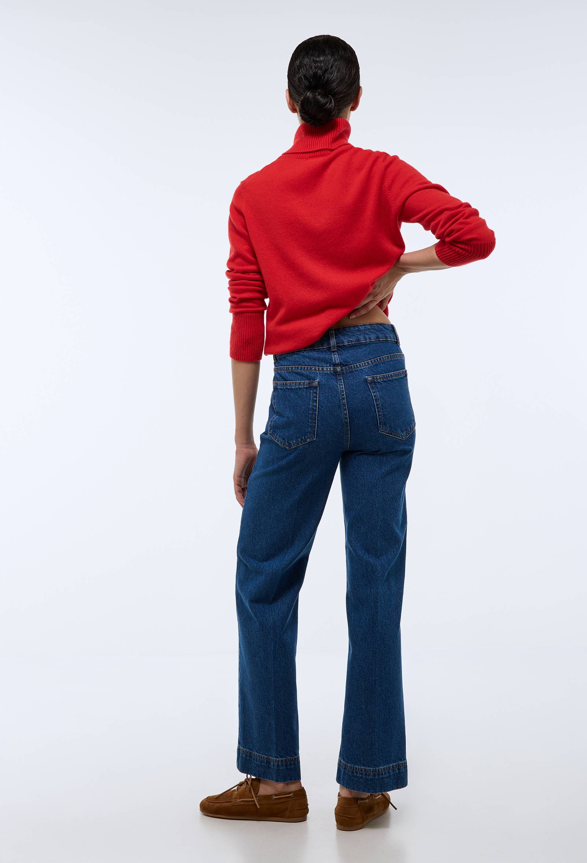 Jean taille haute large, Bleu foncé, large image number 1