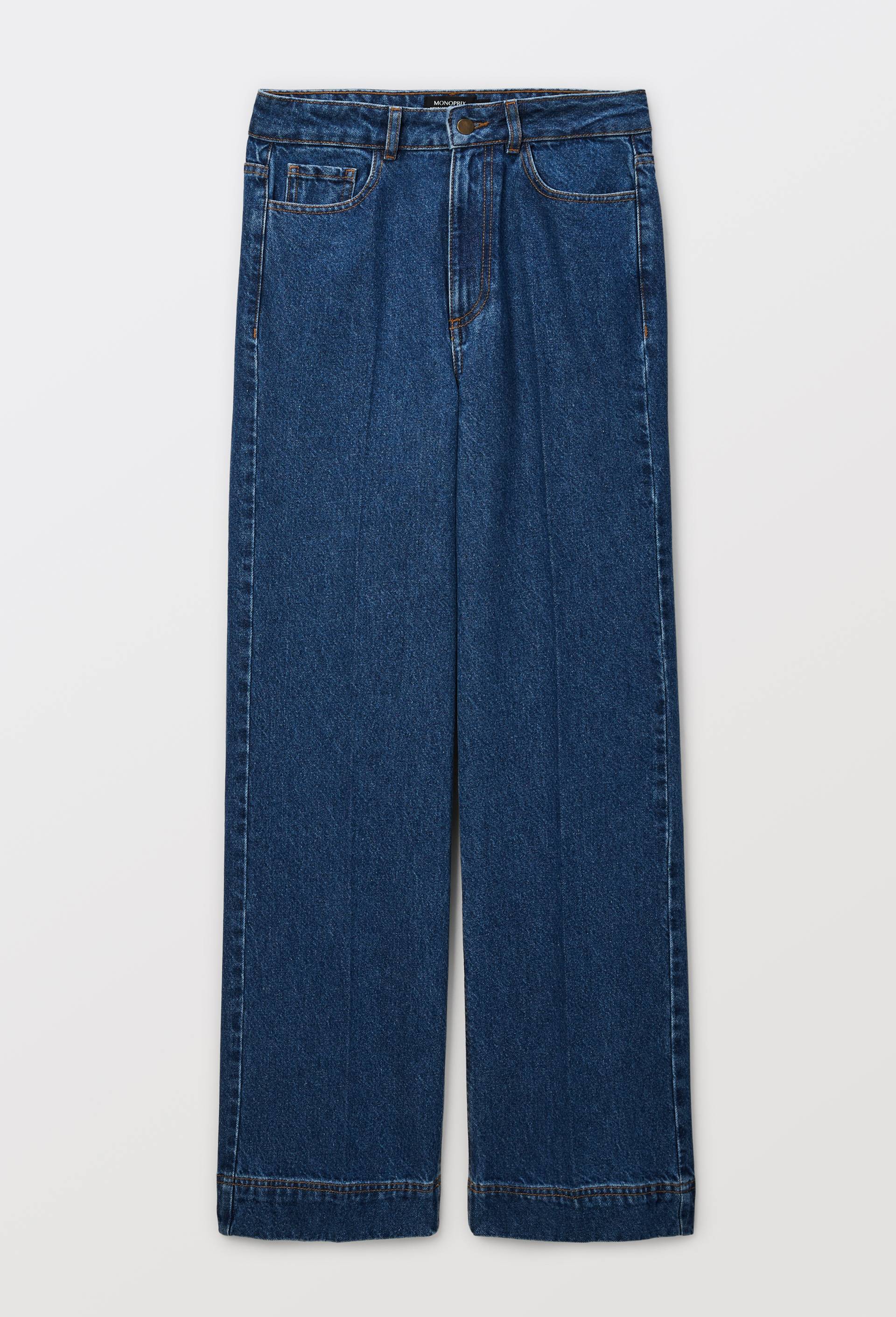 Jean taille haute large, Bleu foncé, large image number 2.0