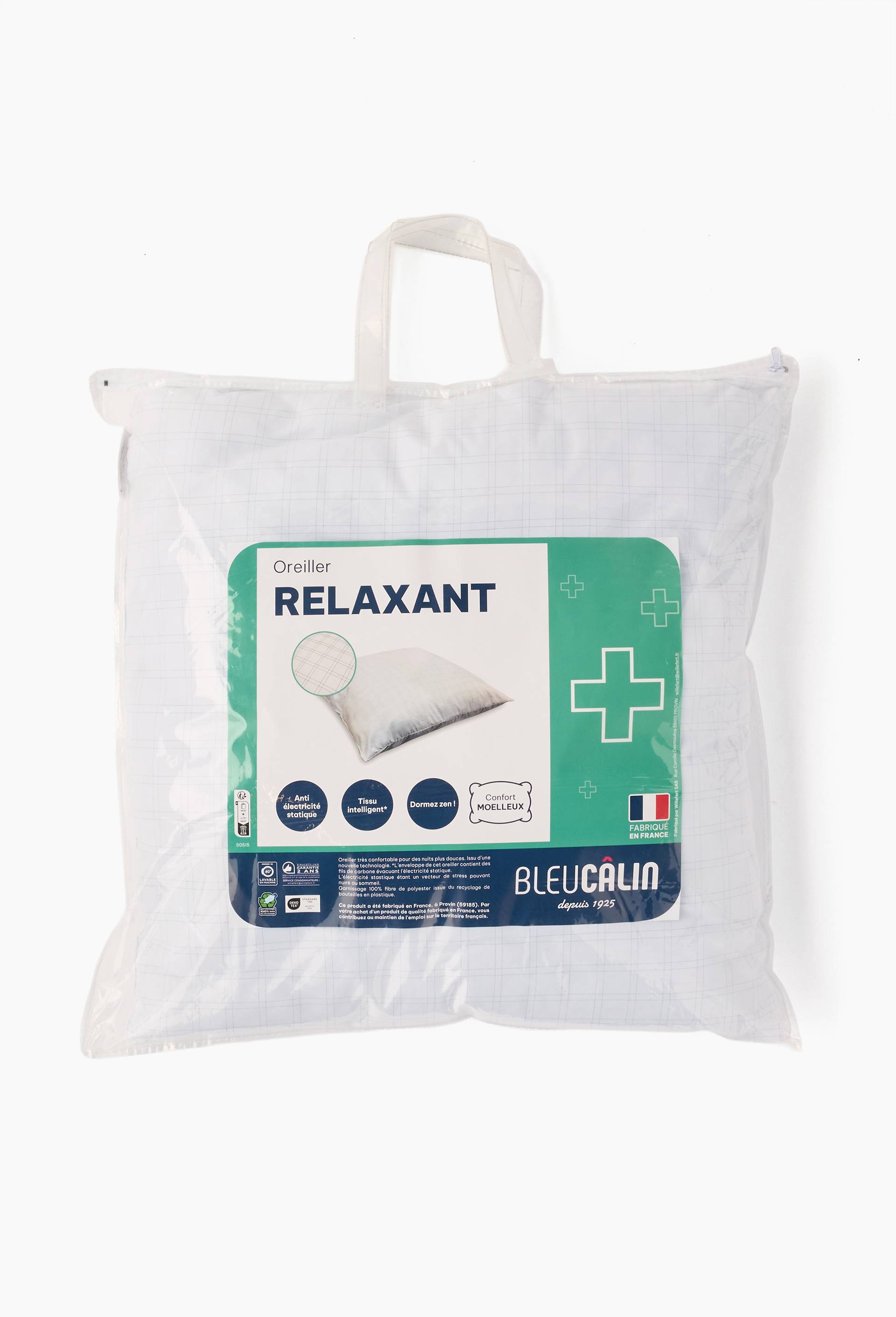 Oreiller relaxant, 60x60 cm, 100 polyester, Blanc, large image number 2.0