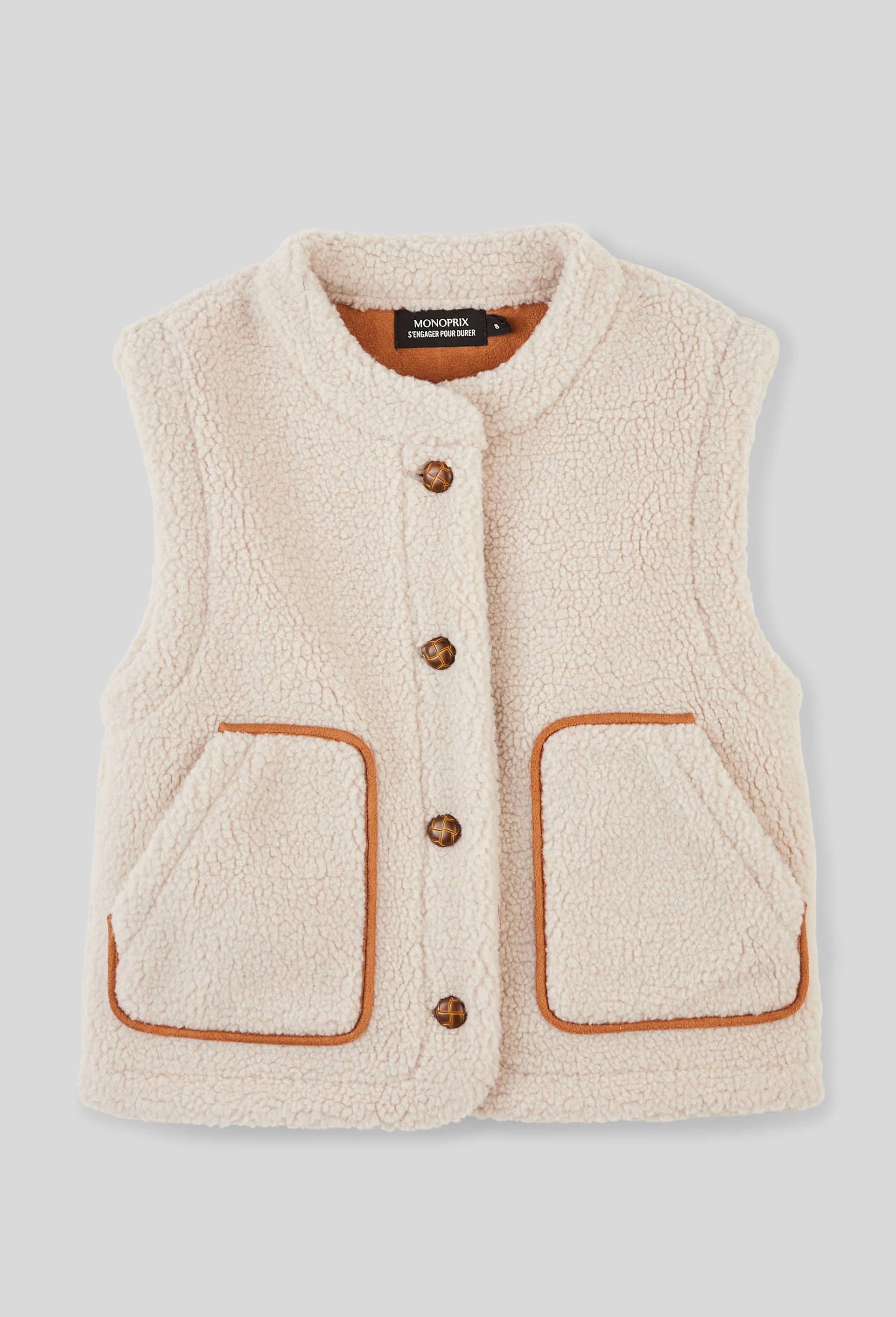 Gilet sans manches effet mouton, Ecru, large image number 0