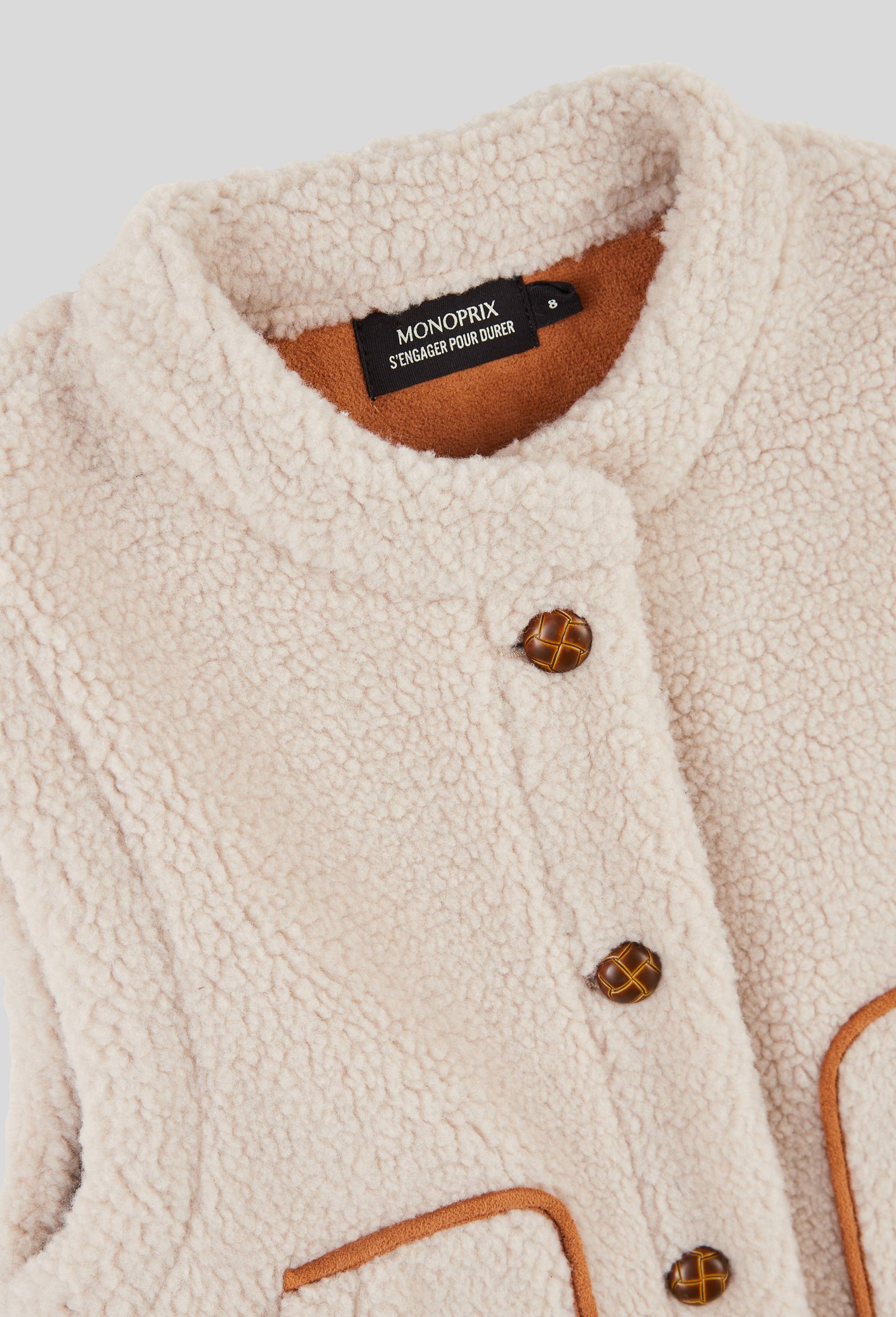 Gilet sans manches effet mouton, Ecru, large image number 2