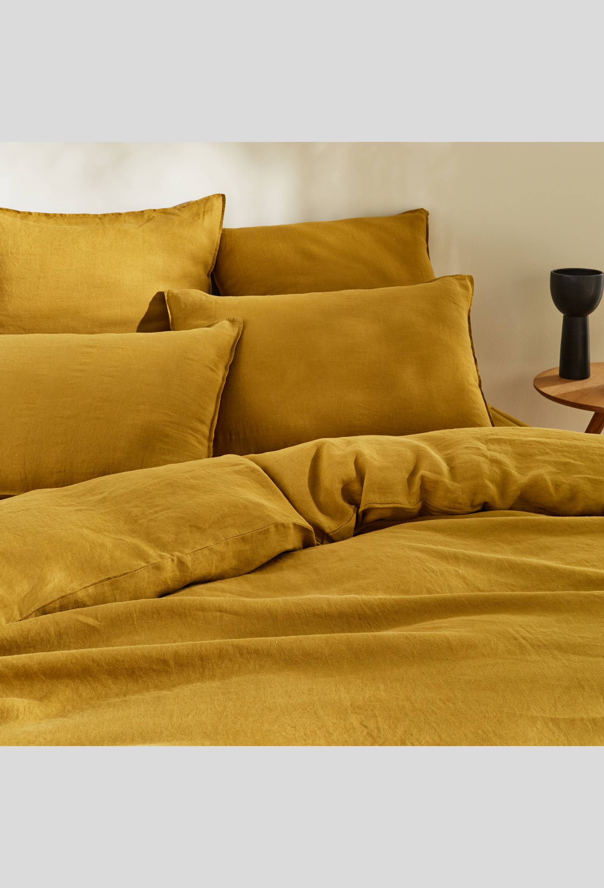 Taie rectangulaire, 50x70cm, 100% lin, OEKOTEX, Jaune foncé, large image number 1.0