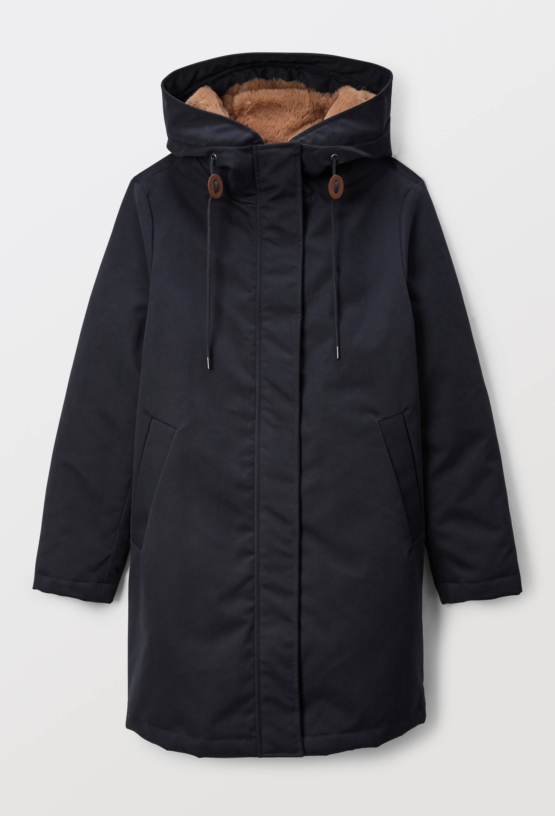 Parka à capuche avec fausse fourrure, Bleu foncé, large image number 2
