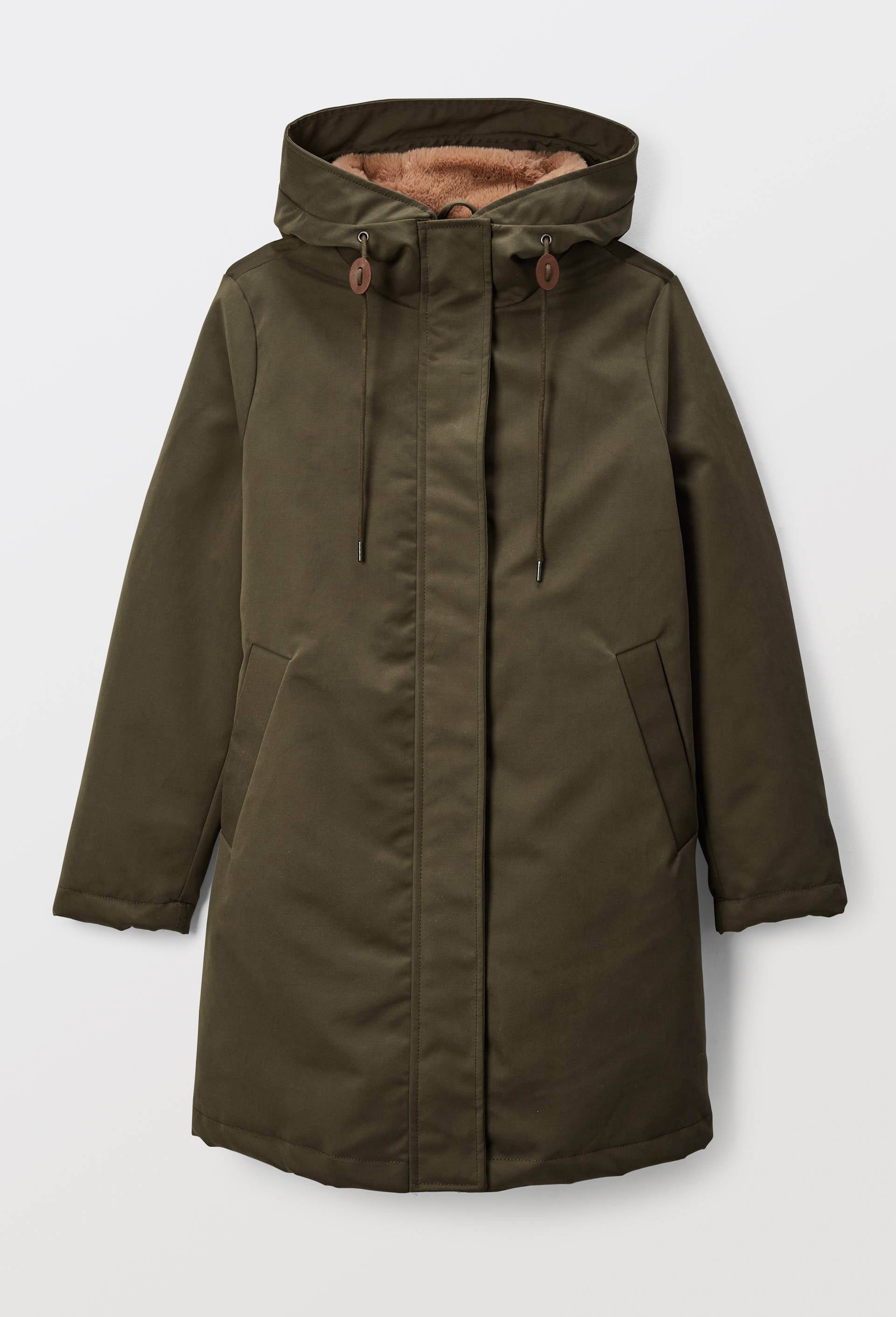 Parka à capuche avec fausse fourrure, Vert foncé, large image number 2