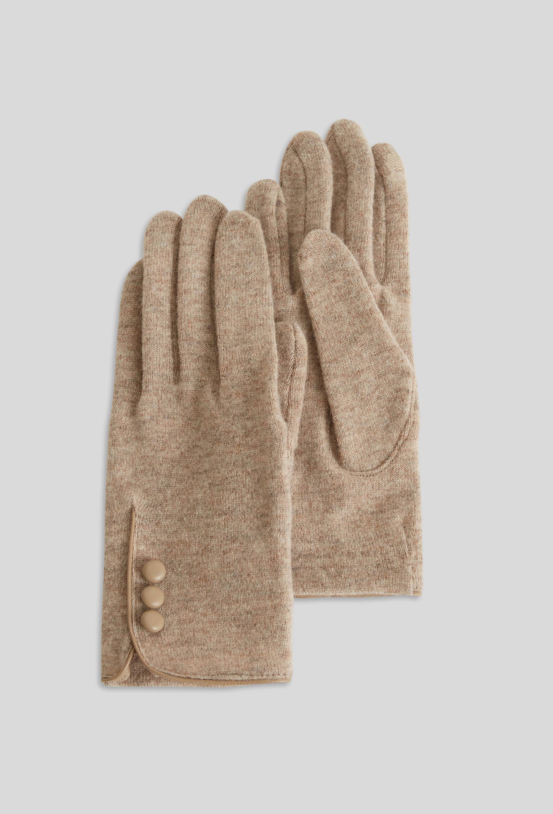 Gants tactiles &agrave; boutons contenant de la laine, Beige, swatch image