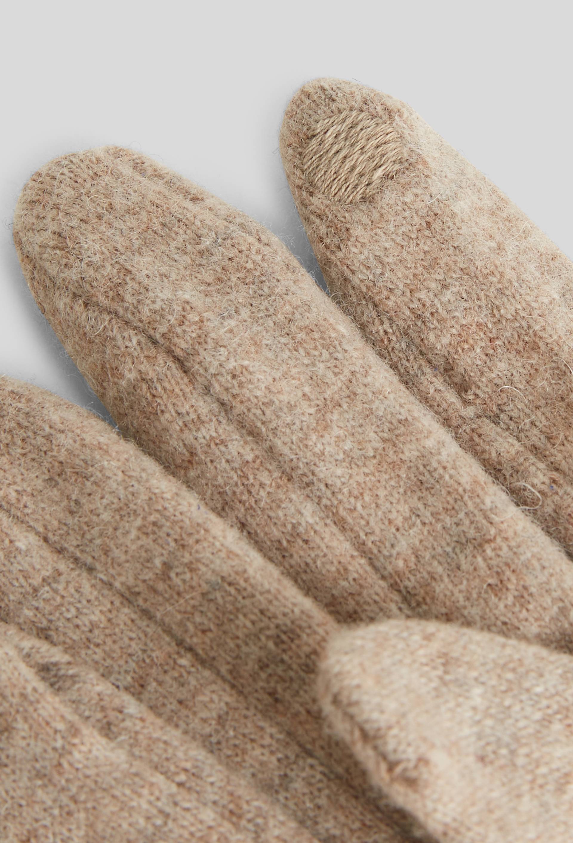 Gants tactiles &agrave; boutons contenant de la laine, Beige, large image number 1