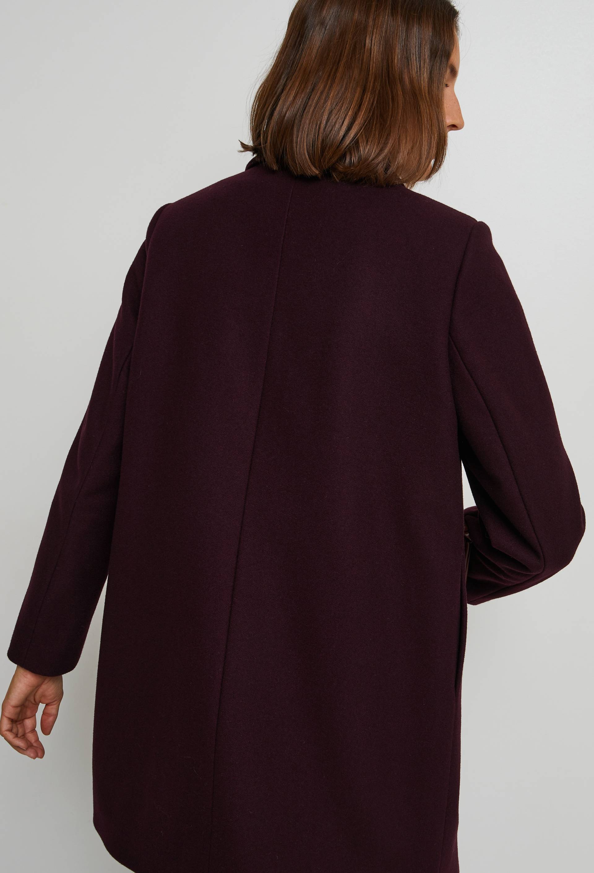 Manteau Mi-long Femme En Laine - Col à Revers élégant - Coupe Décontractée Pour Bureau Et Vacances - Café, Gris, Rose - 2