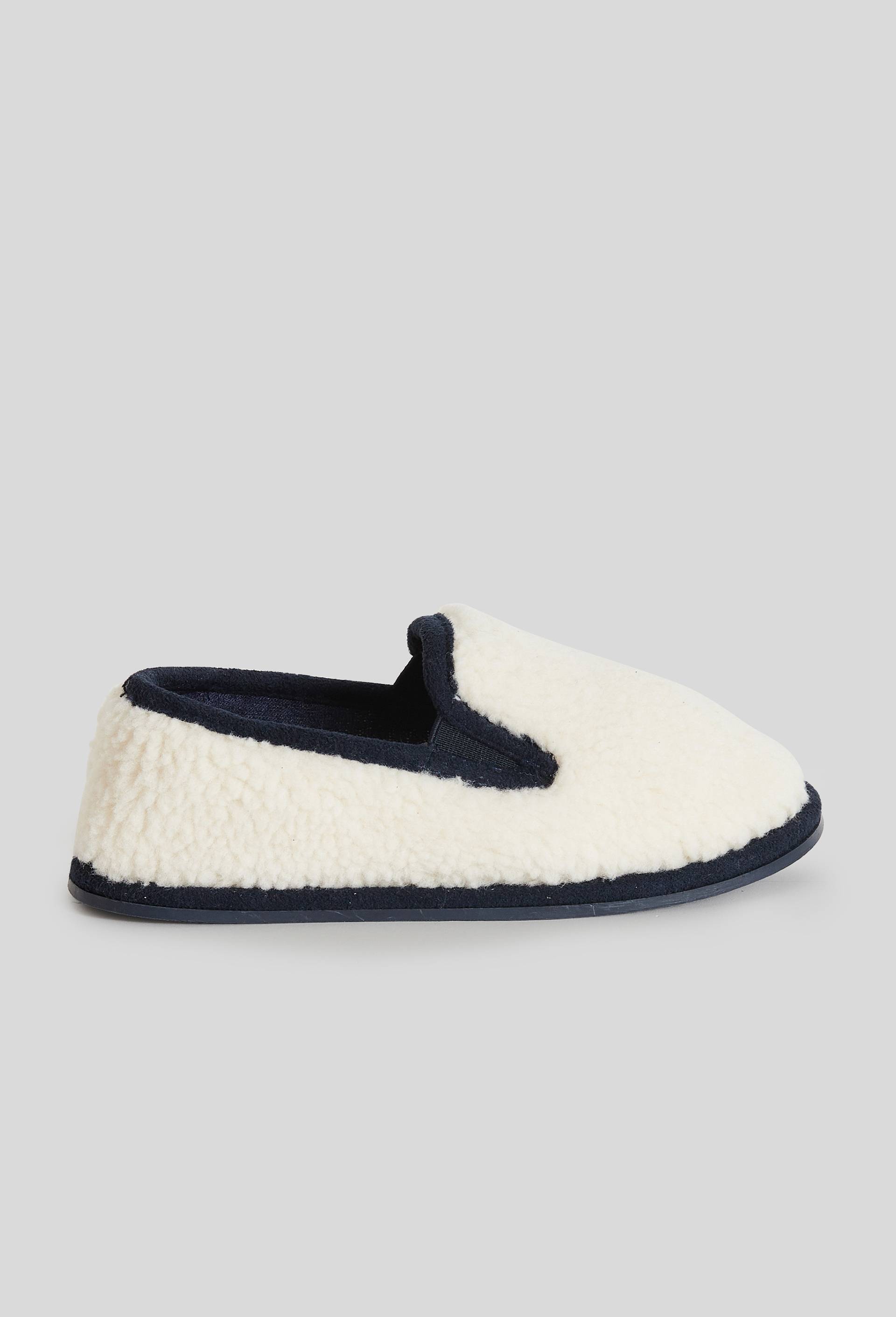 Chaussons mocassins bicolore effet sherpa, Ecru, large image number 1