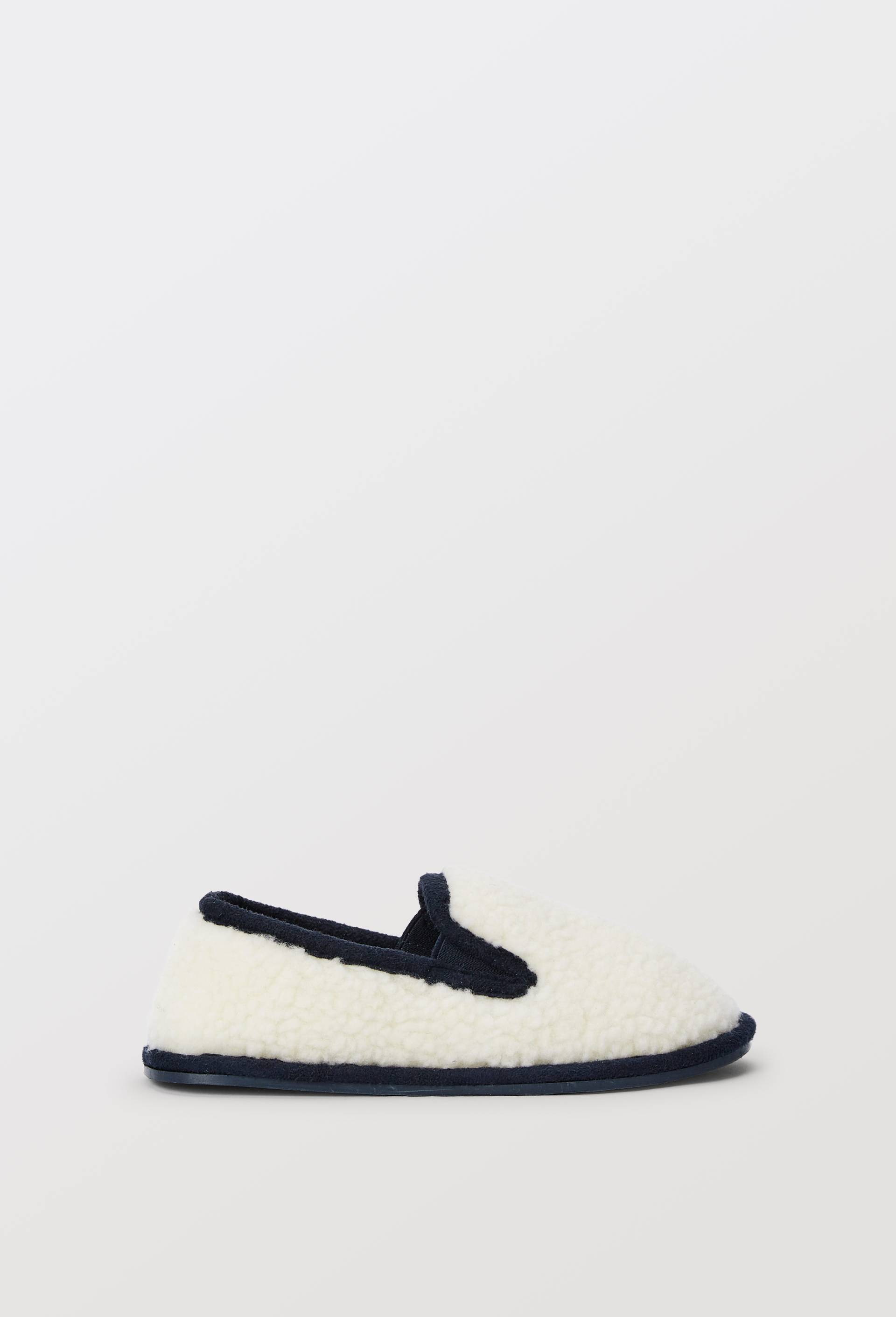 Chaussons mocassins bicolore effet sherpa, Ecru, large image number 3